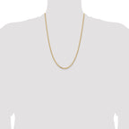 14K Yellow Gold 24 inch 3mm Semi-Solid Diamond-cut Open Link Cable with Lobster Clasp Chain