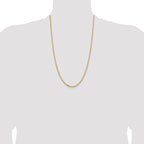 14K Yellow Gold 26 inch 3mm Semi-Solid Diamond-cut Open Link Cable with Lobster Clasp Chain