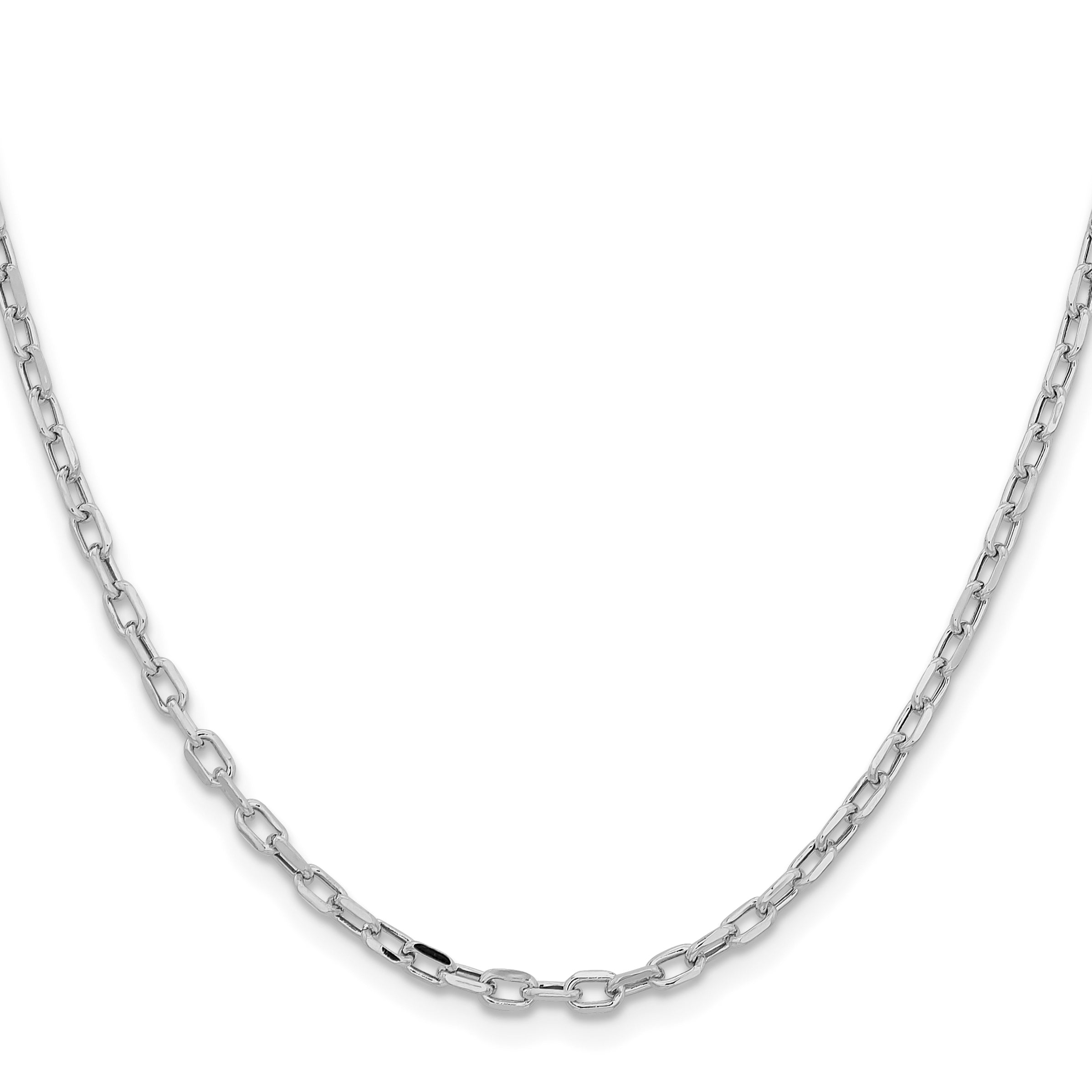 14k White Gold 3mm Semi-solid D/C Open Link Cable Chain Secondary image