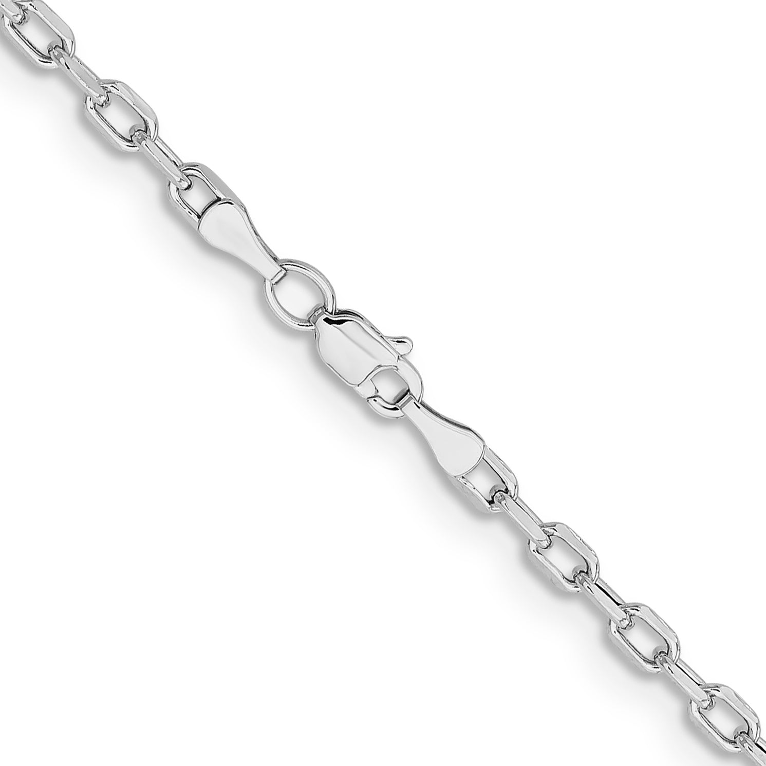 14k White Gold 3mm Semi-solid D/C Open Link Cable Chain