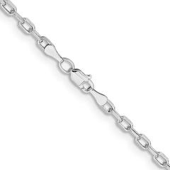 14k White Gold 3mm Semi-solid D/C Open Link Cable Chain