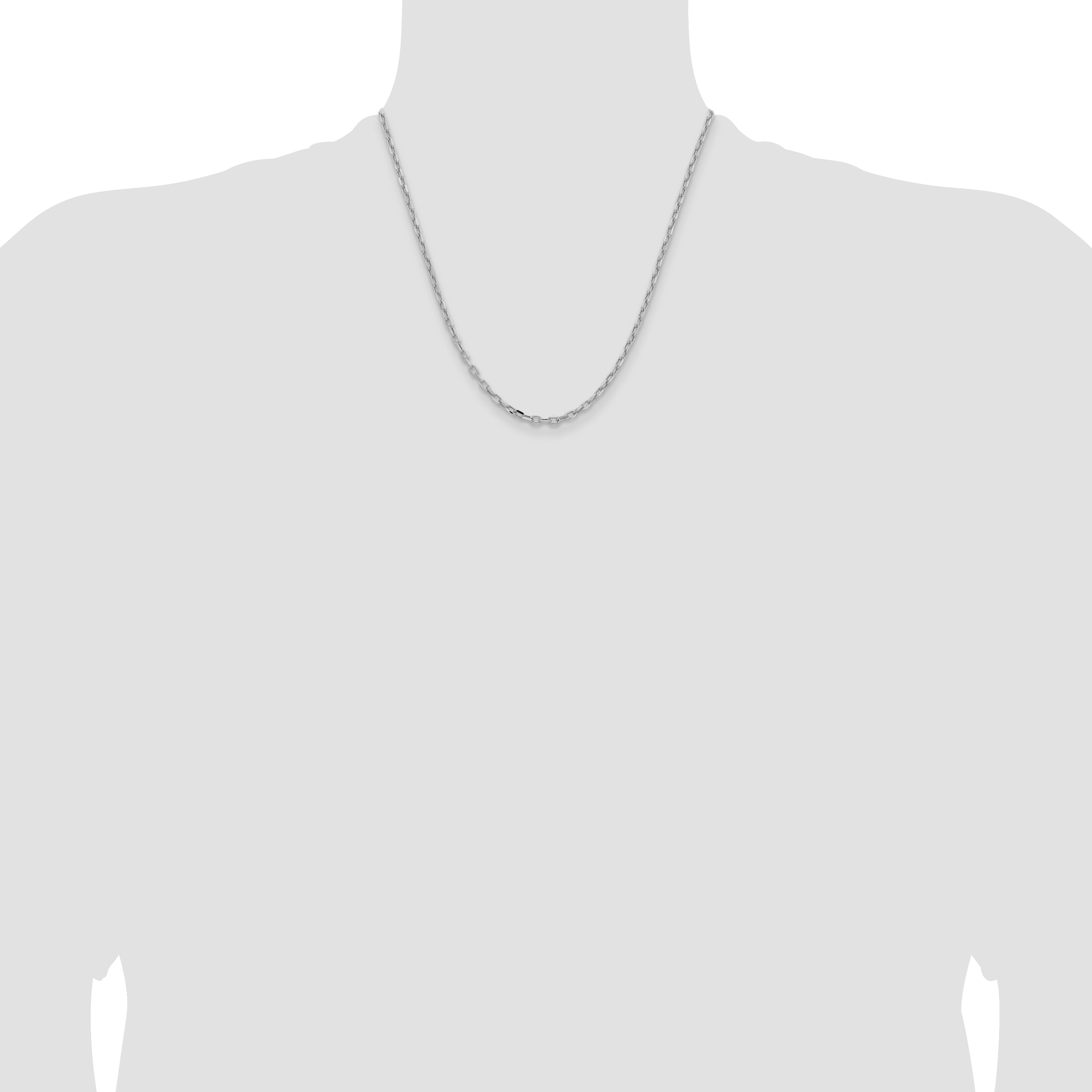 14k White Gold 3mm Semi-solid D/C Open Link Cable Chain