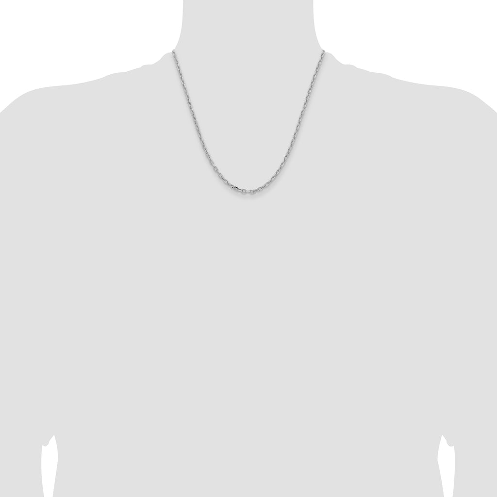 14k White Gold 3mm Semi-solid D/C Open Link Cable Chain