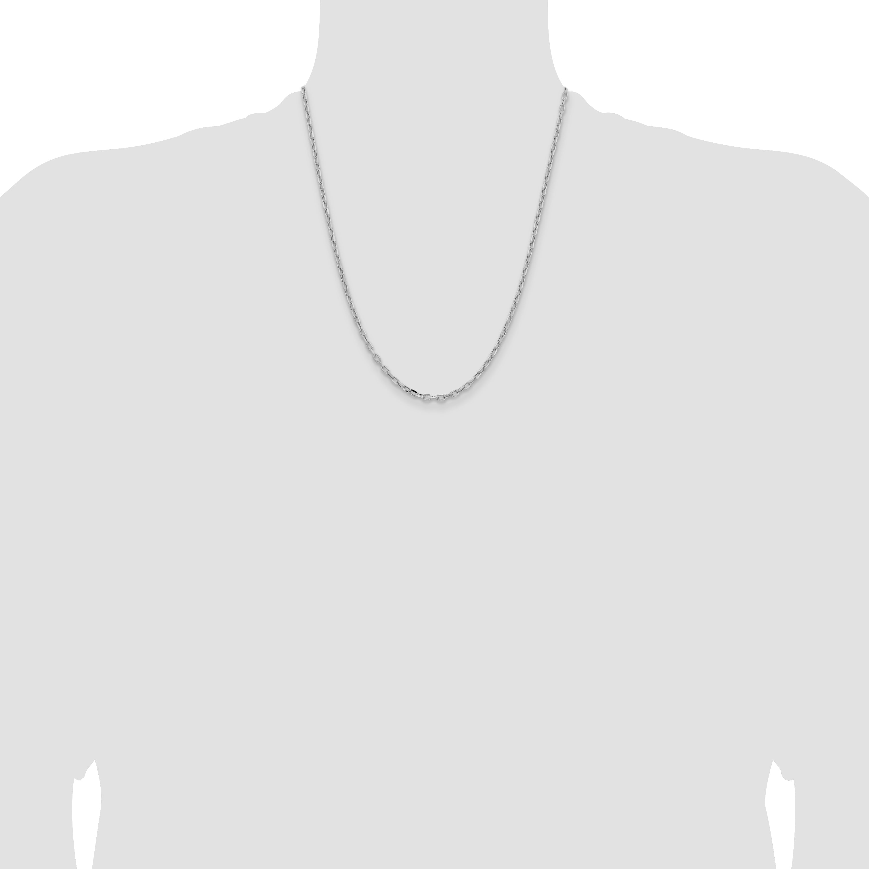 14k White Gold 3mm Semi-solid D/C Open Link Cable Chain