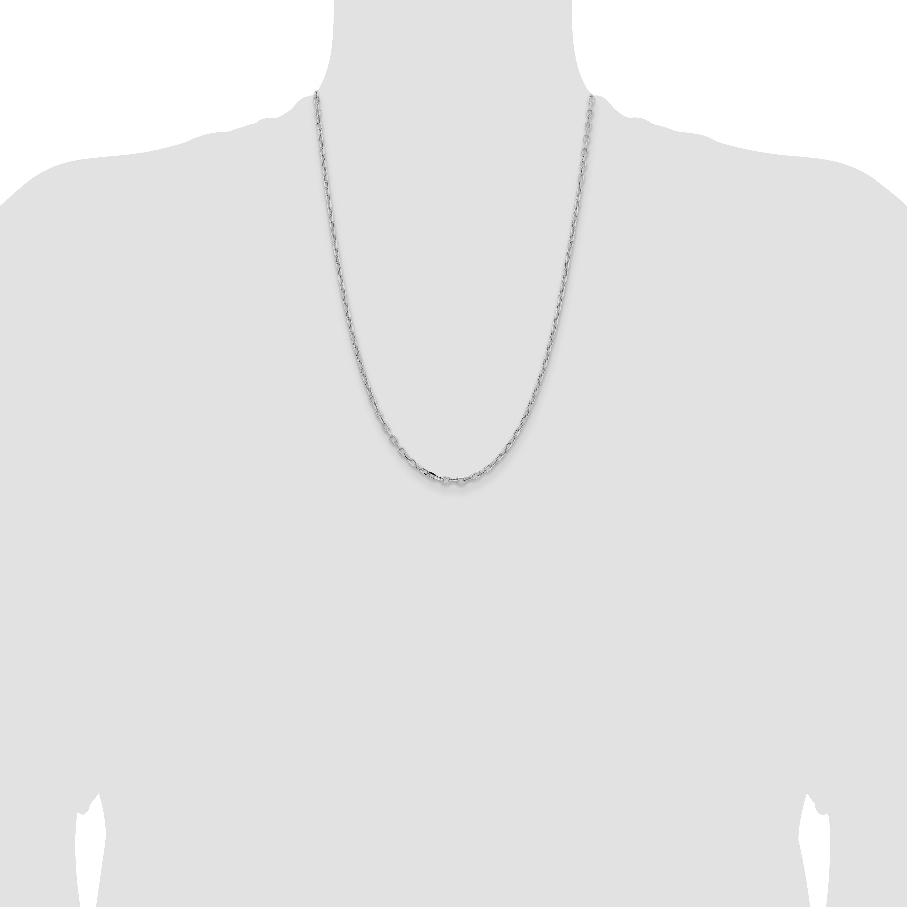 14k White Gold 3mm Semi-solid D/C Open Link Cable Chain