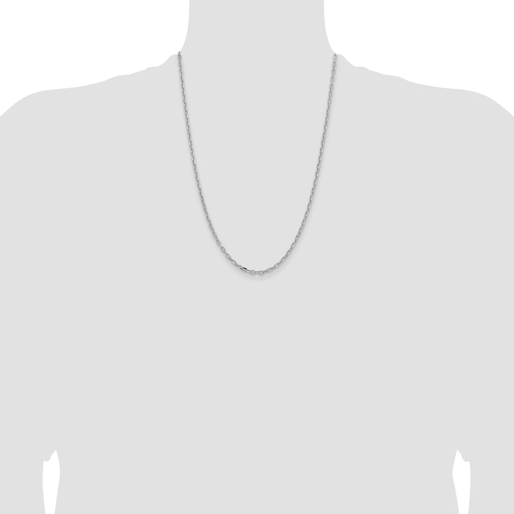 14k White Gold 3mm Semi-solid D/C Open Link Cable Chain