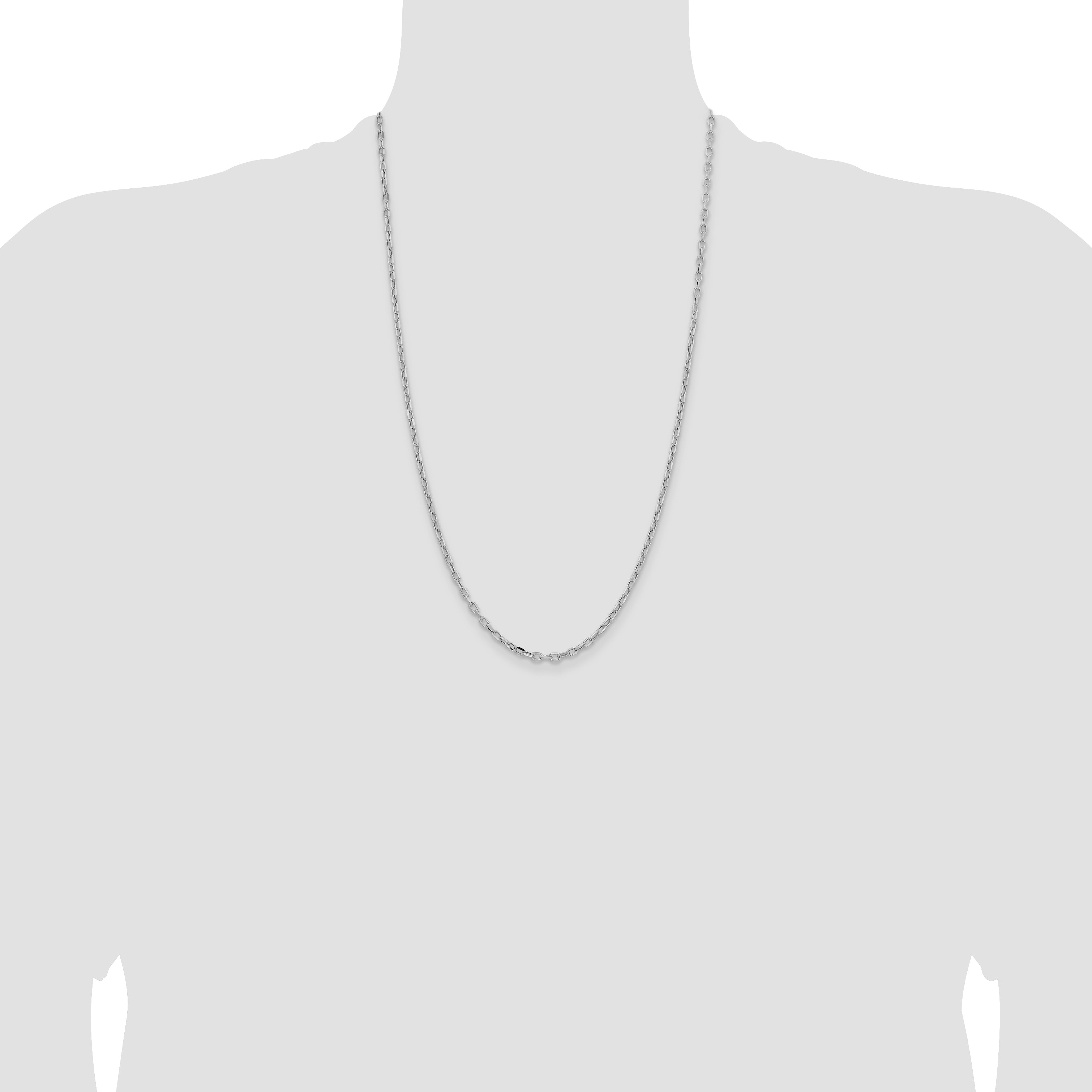 14k White Gold 3mm Semi-solid D/C Open Link Cable Chain