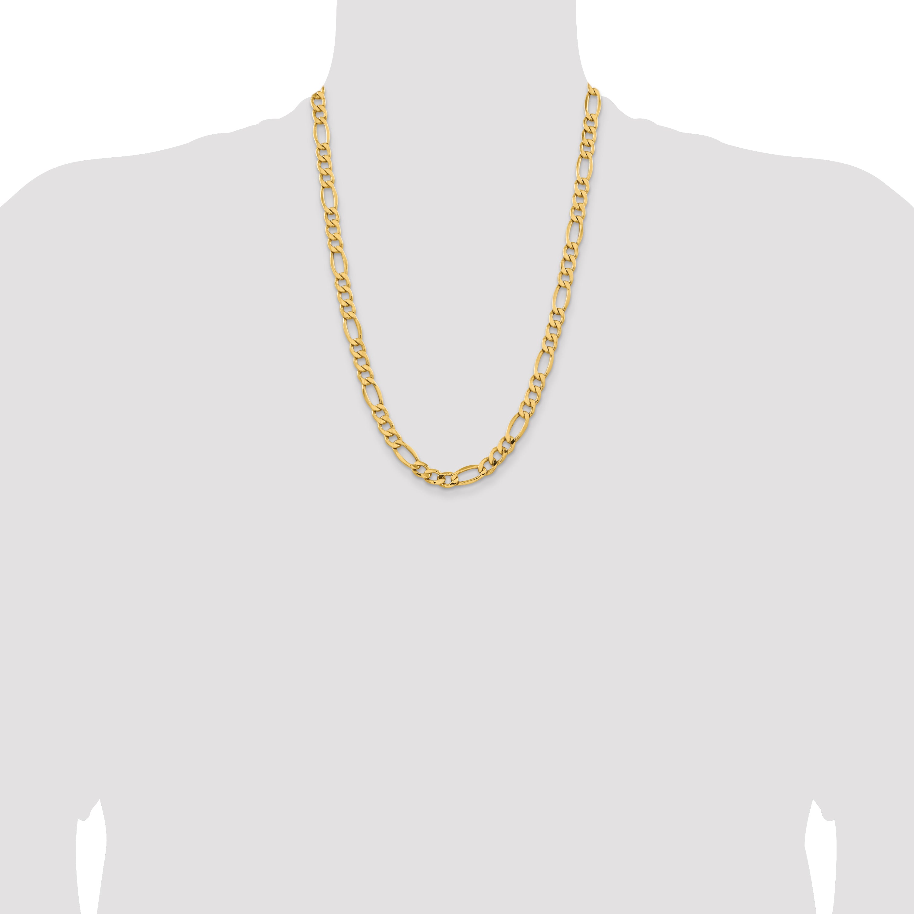 14K 24 inch 8.5mm Semi-Solid Figaro with Lobster Clasp Chain