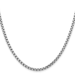 14K White Gold 30 inch 3.6mm Semi-Solid Round Box with Lobster Clasp Chain