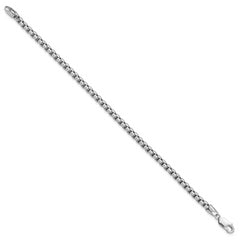 14K White Gold 8 inch 3.6mm Semi-Solid Round Box with Lobster Clasp Bracelet