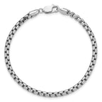 14K White Gold 8 inch 3.6mm Semi-Solid Round Box with Lobster Clasp Bracelet