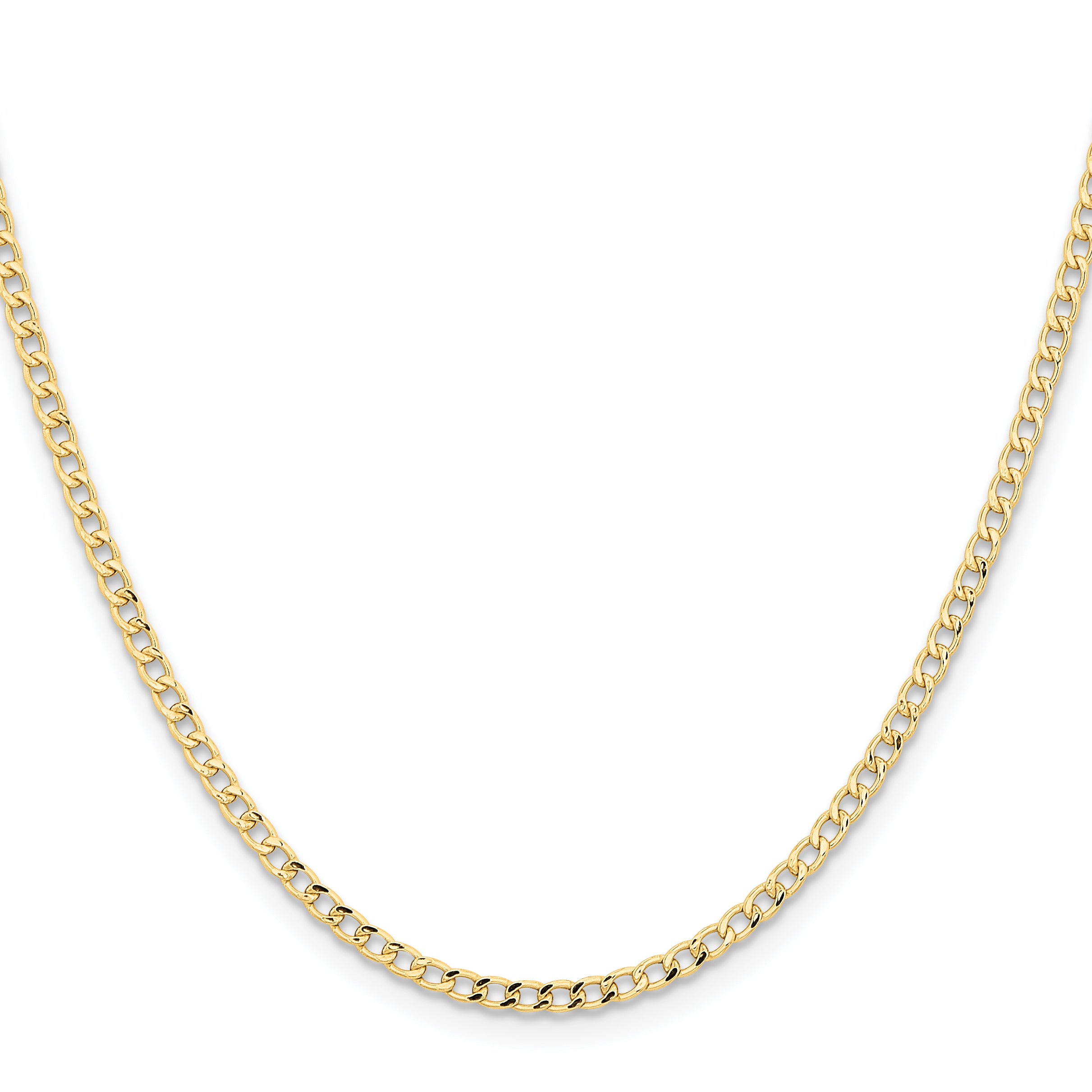 14K 28 inch 2.85mm Semi-Solid Curb with Lobster Clasp Chain