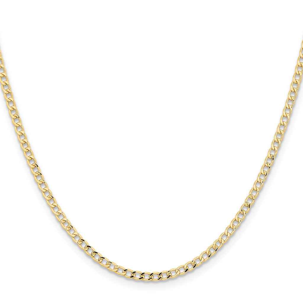 14K 28 inch 2.85mm Semi-Solid Curb with Lobster Clasp Chain