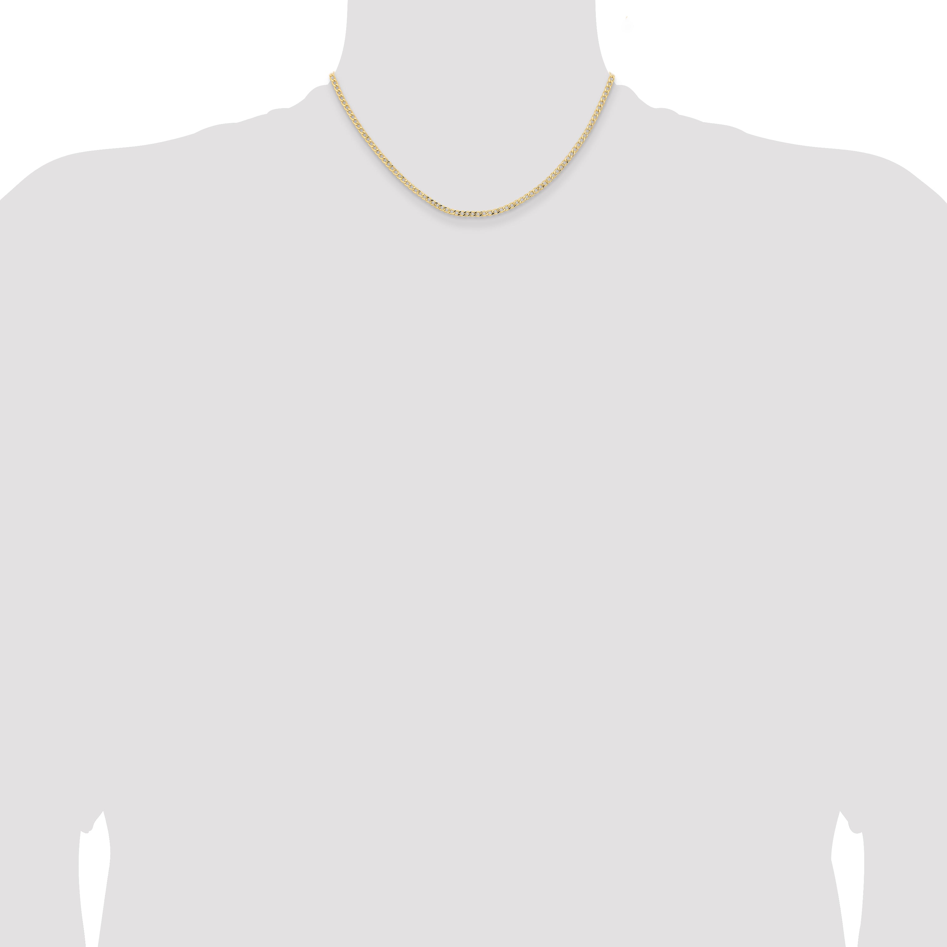 14K 16 inch 2.85mm Semi-Solid Curb with Lobster Clasp Chain