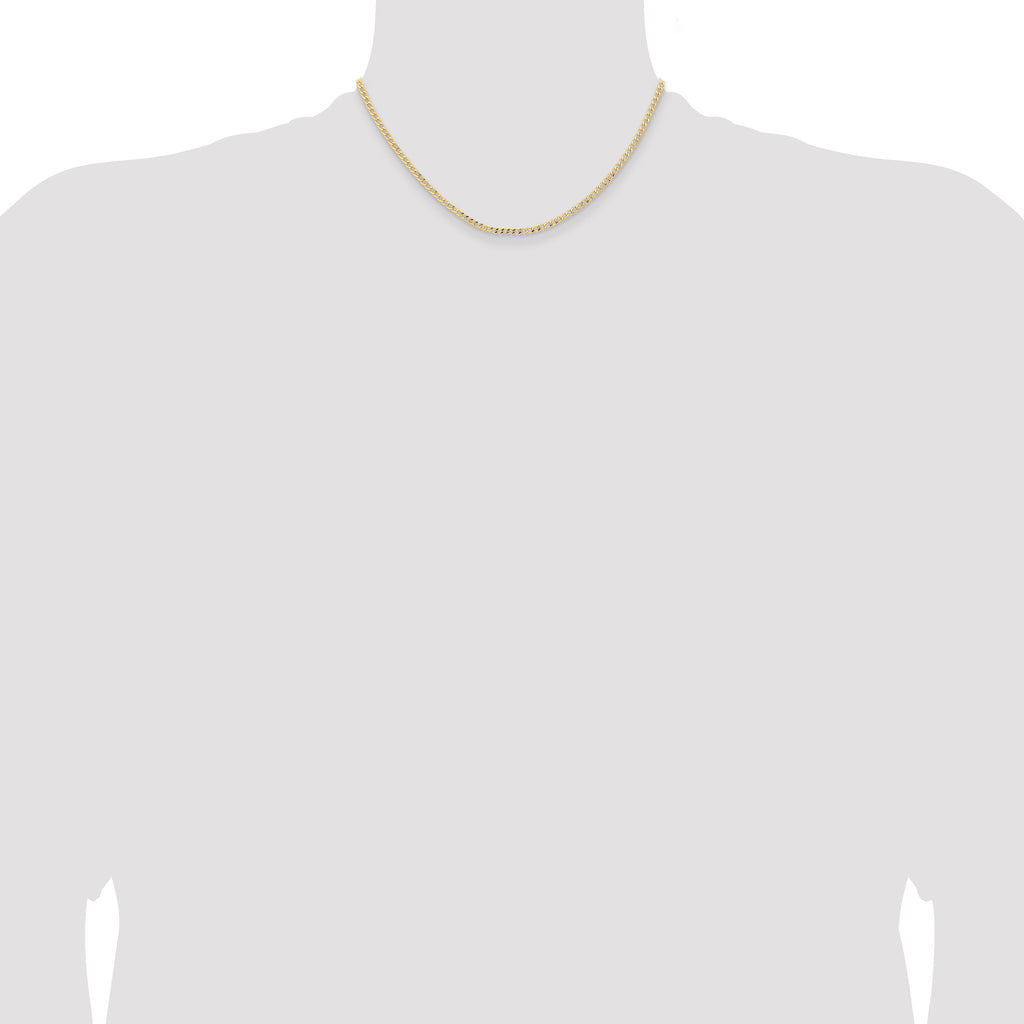 14K 16 inch 2.85mm Semi-Solid Curb with Lobster Clasp Chain
