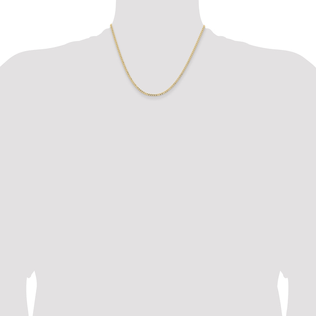 14K 18 inch 2.85mm Semi-Solid Curb with Lobster Clasp Chain