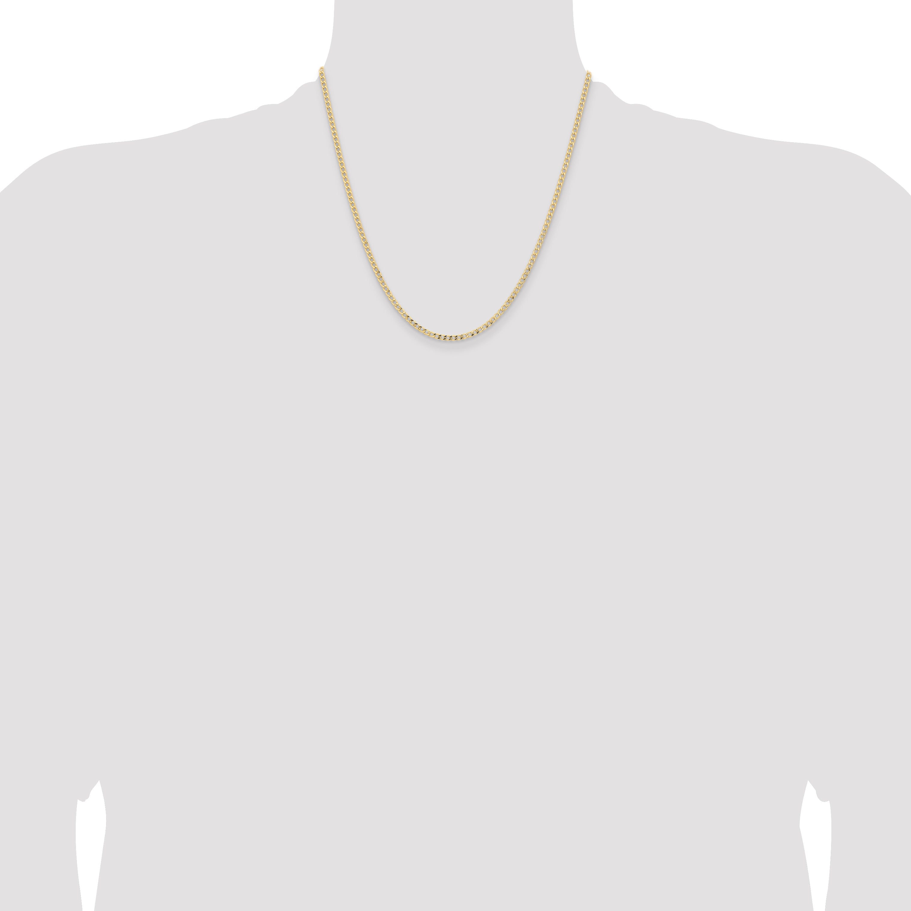 14K 20 inch 2.85mm Semi-Solid Curb with Lobster Clasp Chain