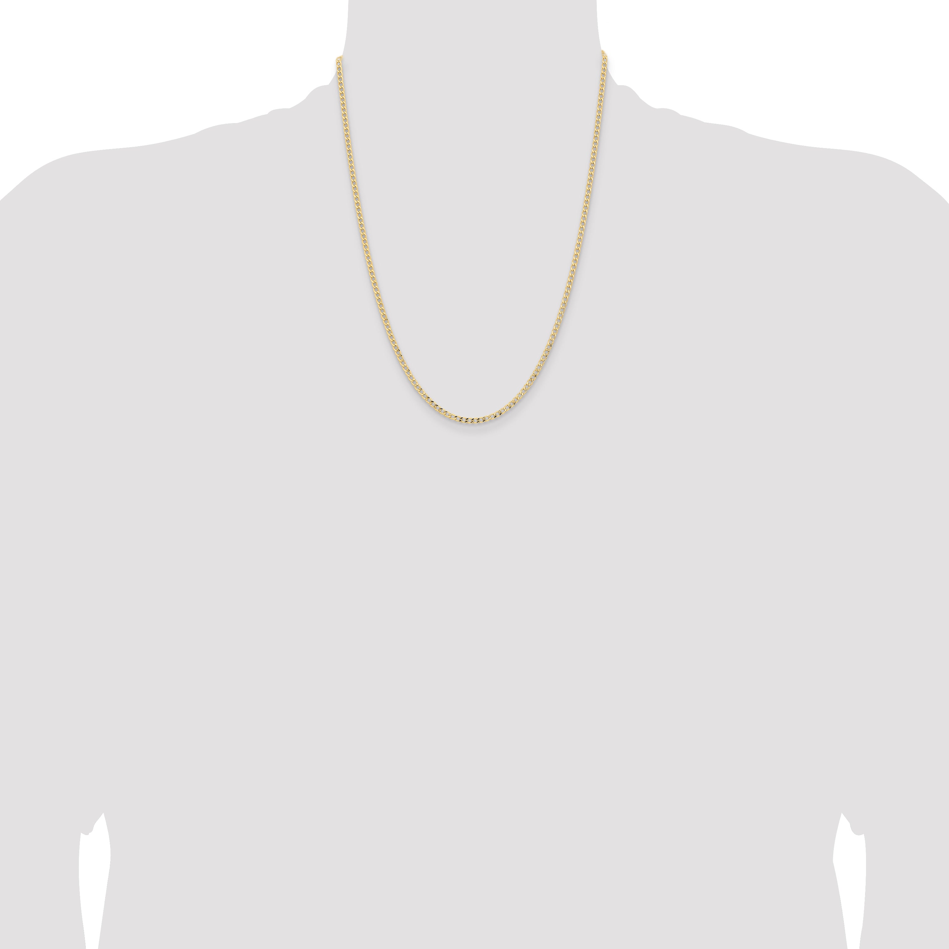14K 22 inch 2.85mm Semi-Solid Curb with Lobster Clasp Chain