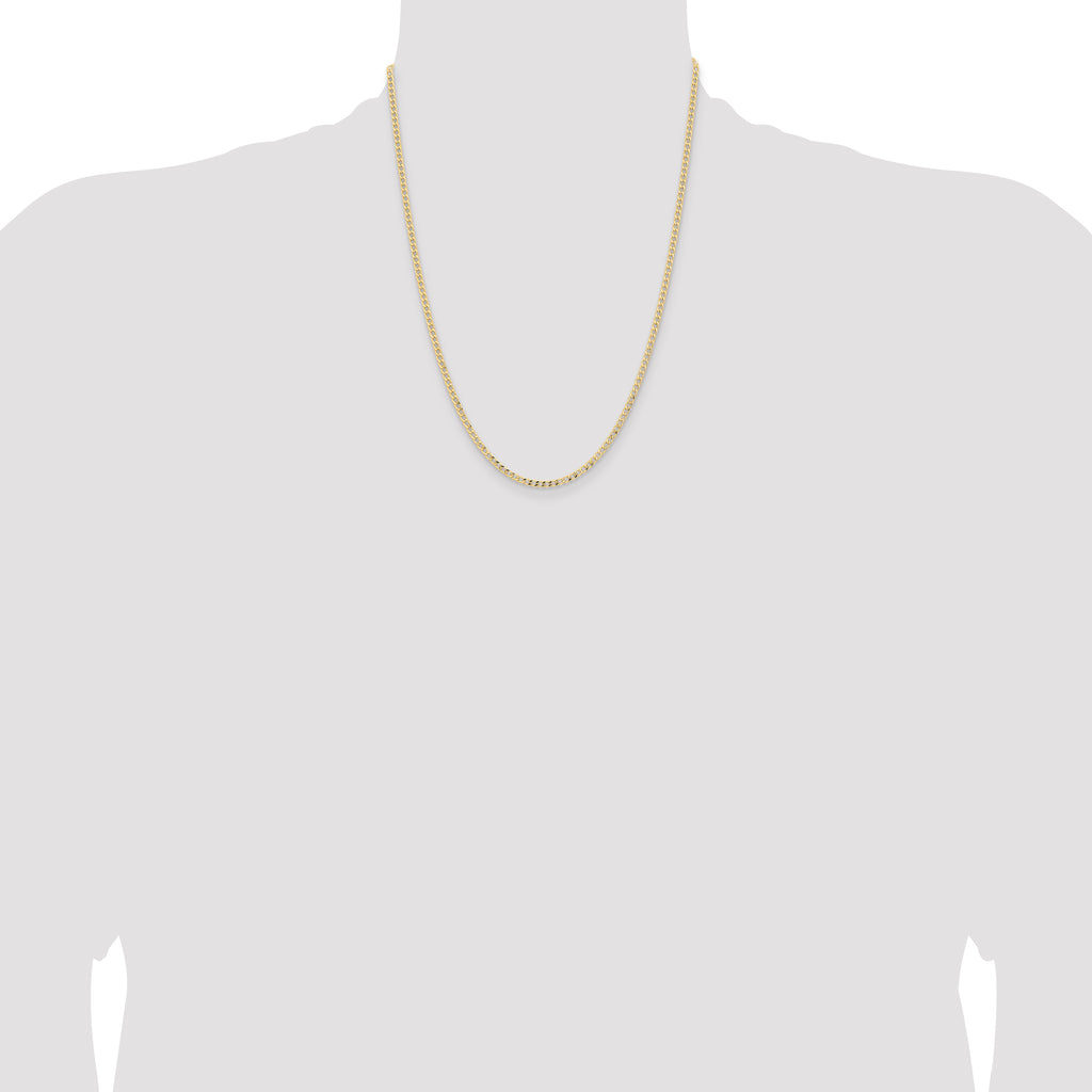 14K 22 inch 2.85mm Semi-Solid Curb with Lobster Clasp Chain