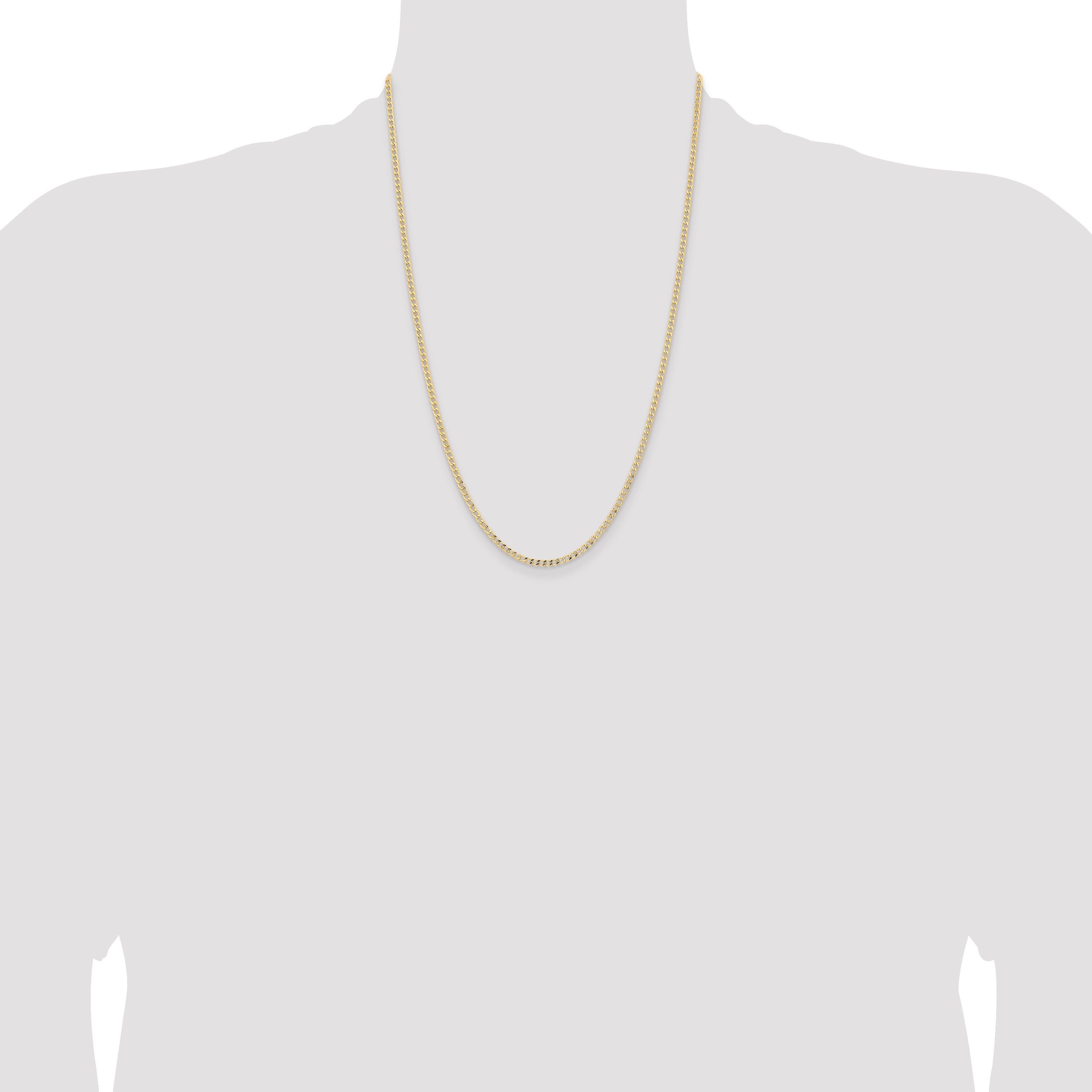 14K 24 inch 2.85mm Semi-Solid Curb with Lobster Clasp Chain