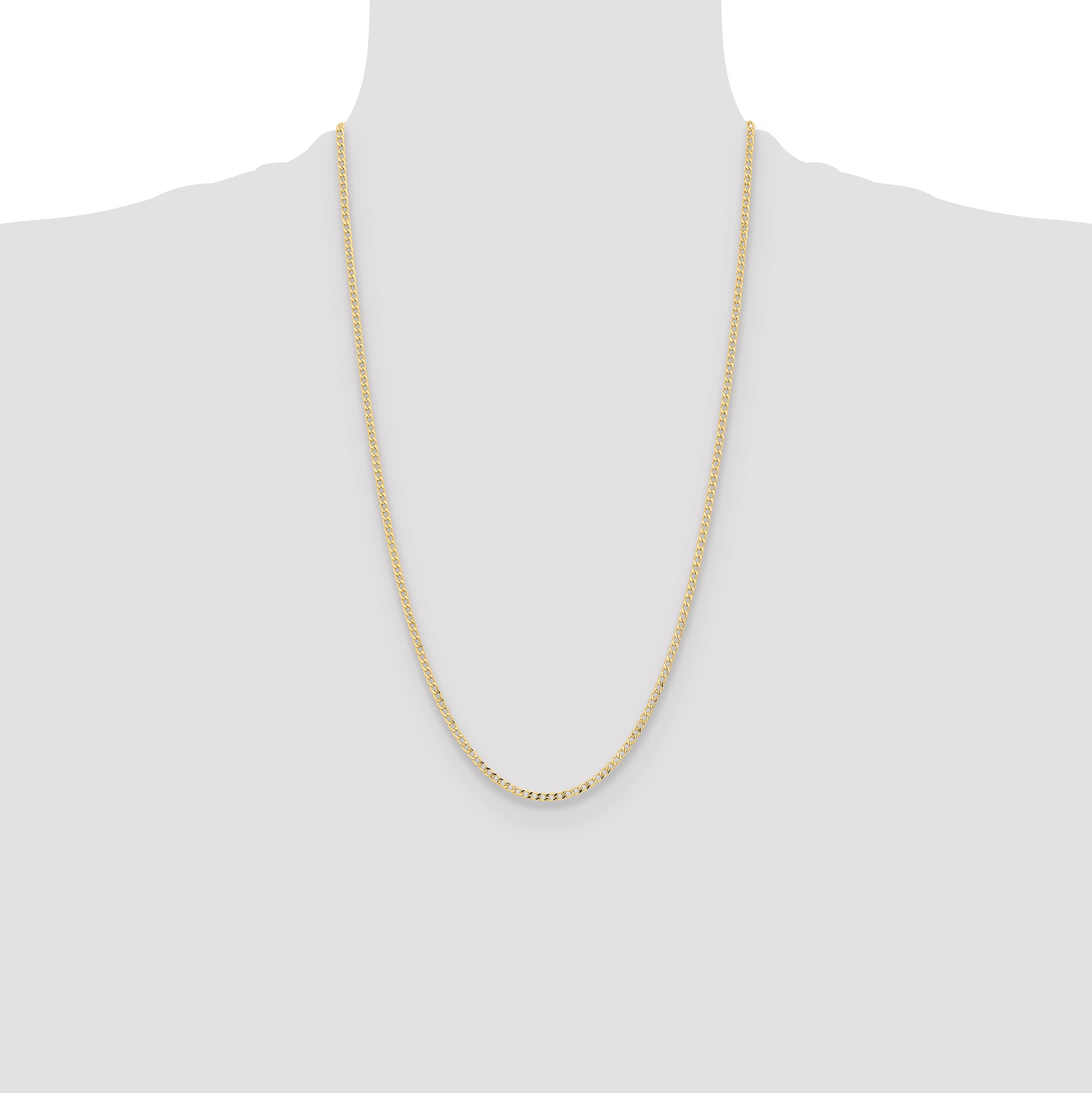 14k 2.85mm Semi-Solid Curb Chain