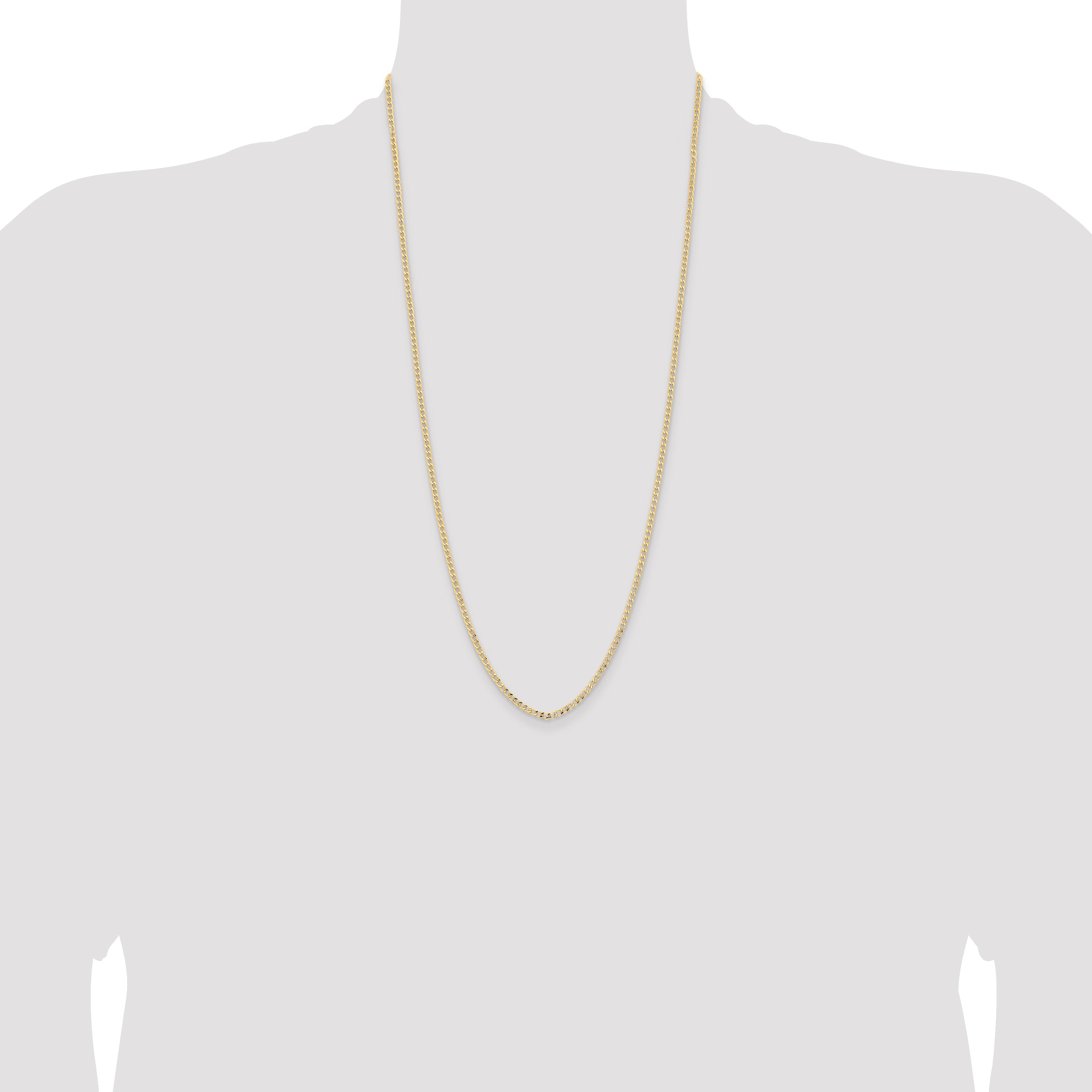 14K 28 inch 2.85mm Semi-Solid Curb with Lobster Clasp Chain