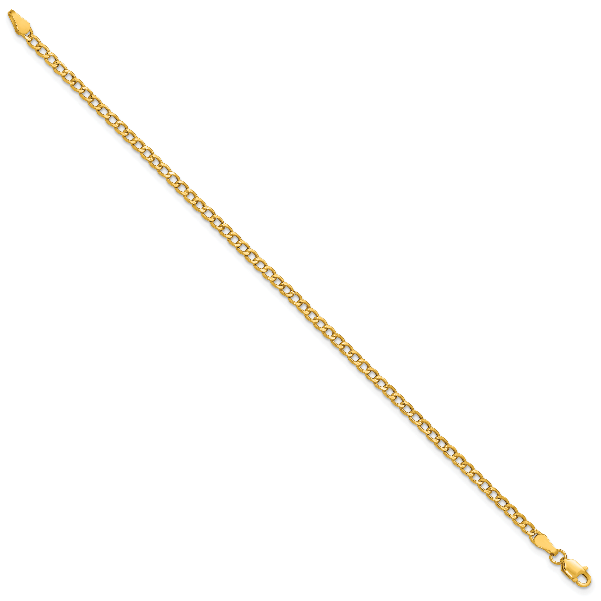 14K 10 inch 2.85mm Semi-Solid Curb with Lobster Clasp Anklet