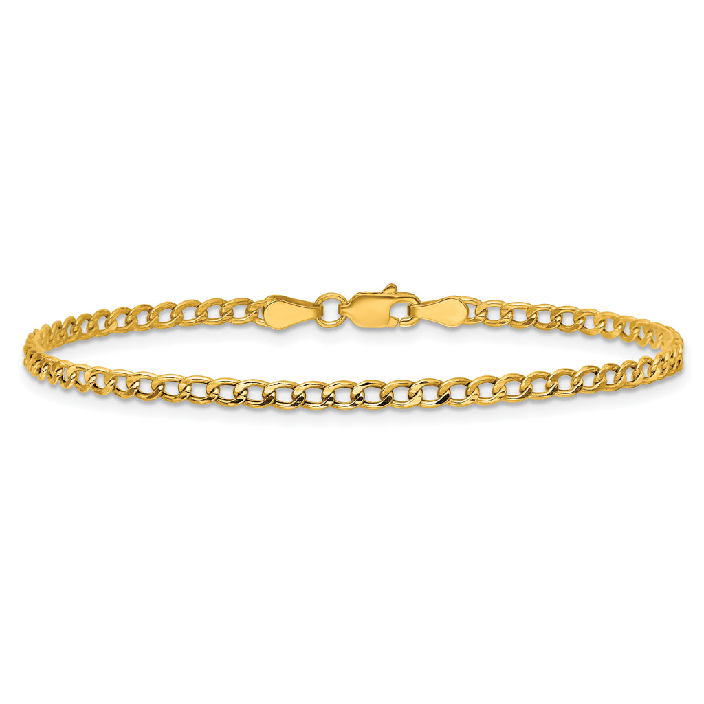 14K 10 inch 2.85mm Semi-Solid Curb with Lobster Clasp Anklet