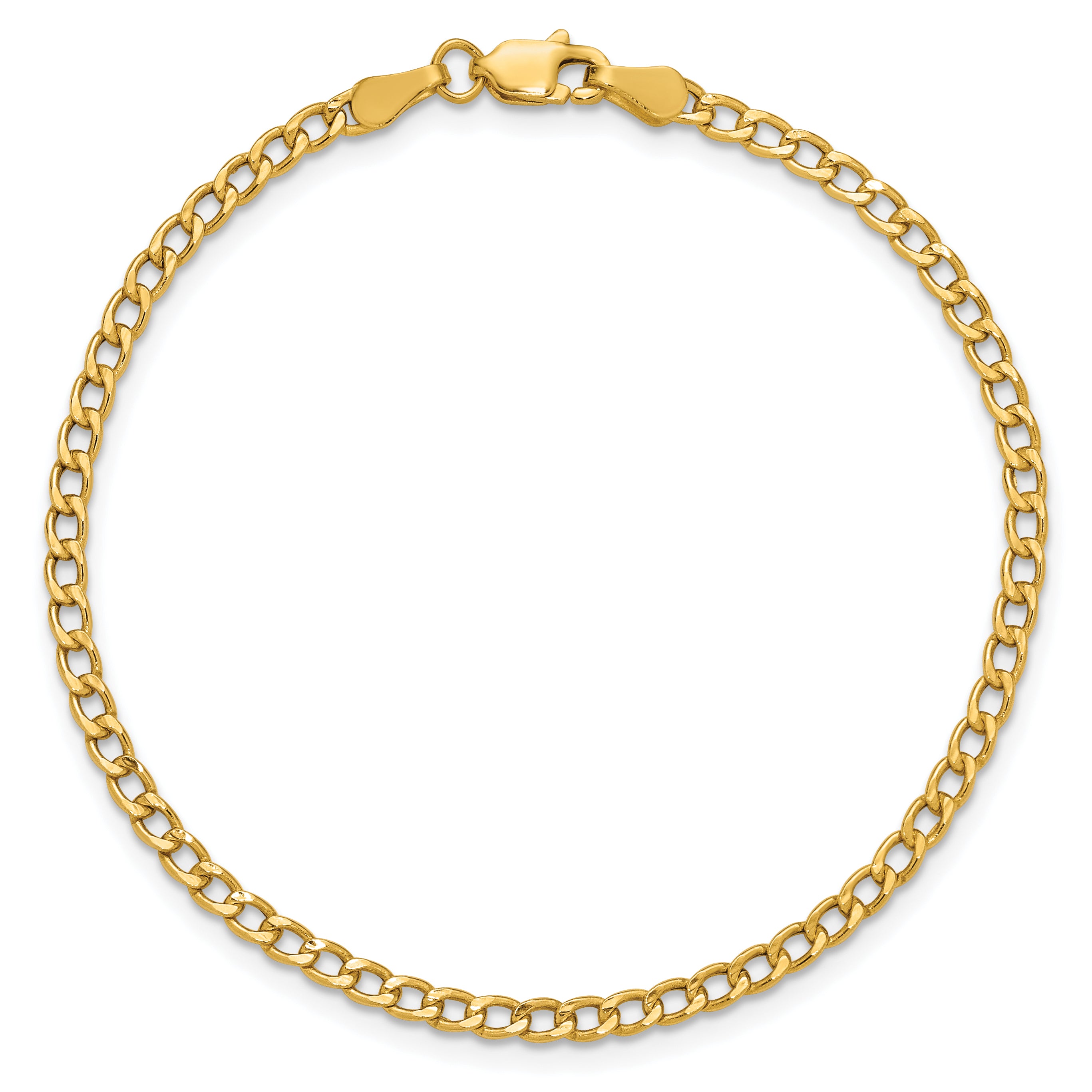 14K 10 inch 2.85mm Semi-Solid Curb with Lobster Clasp Anklet