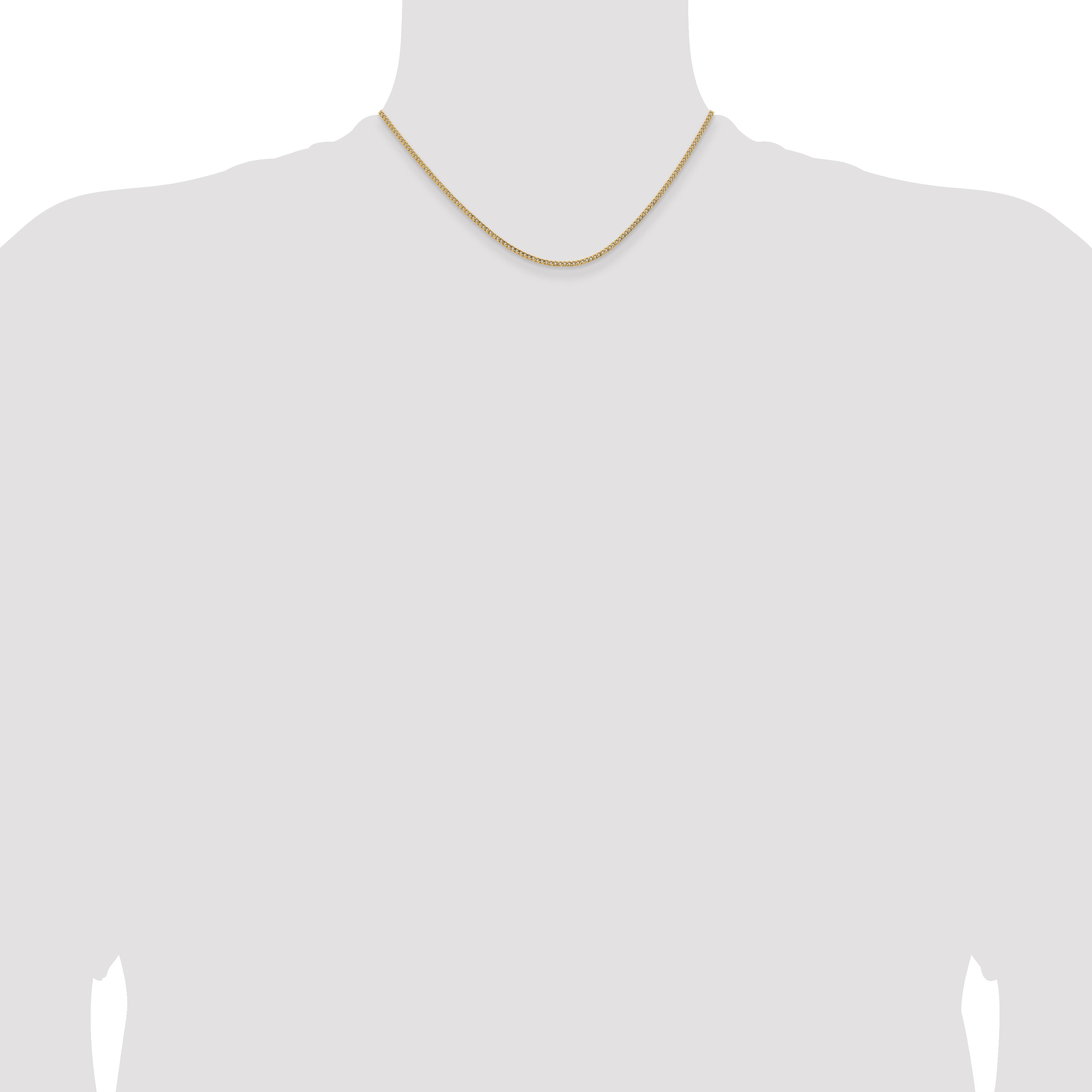 14K 16 inch 1.85mm Semi-Solid Curb with Lobster Clasp Chain