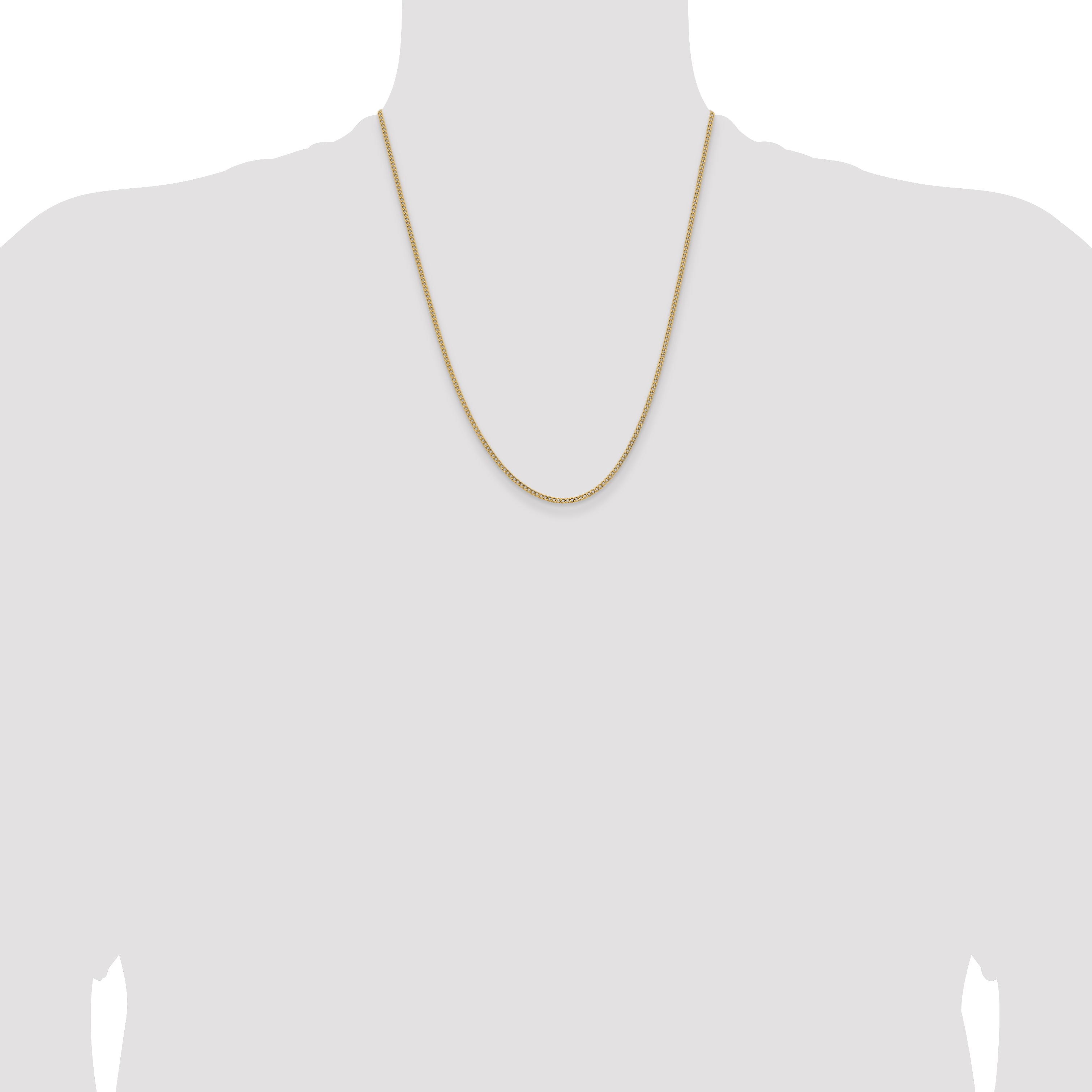 14K 22 inch 1.85mm Semi-Solid Curb with Lobster Clasp Chain