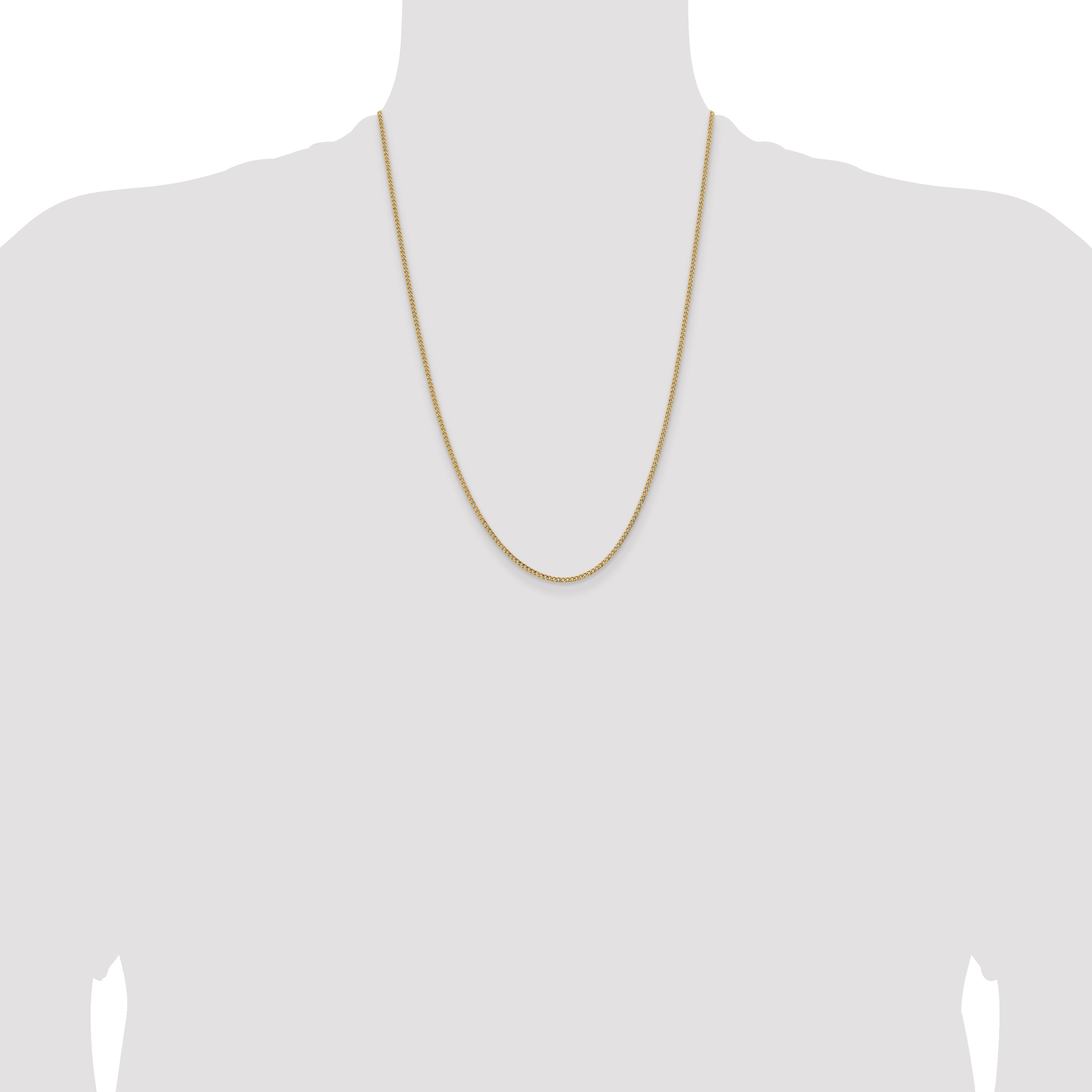 14K 24 inch 1.85mm Semi-Solid Curb with Lobster Clasp Chain