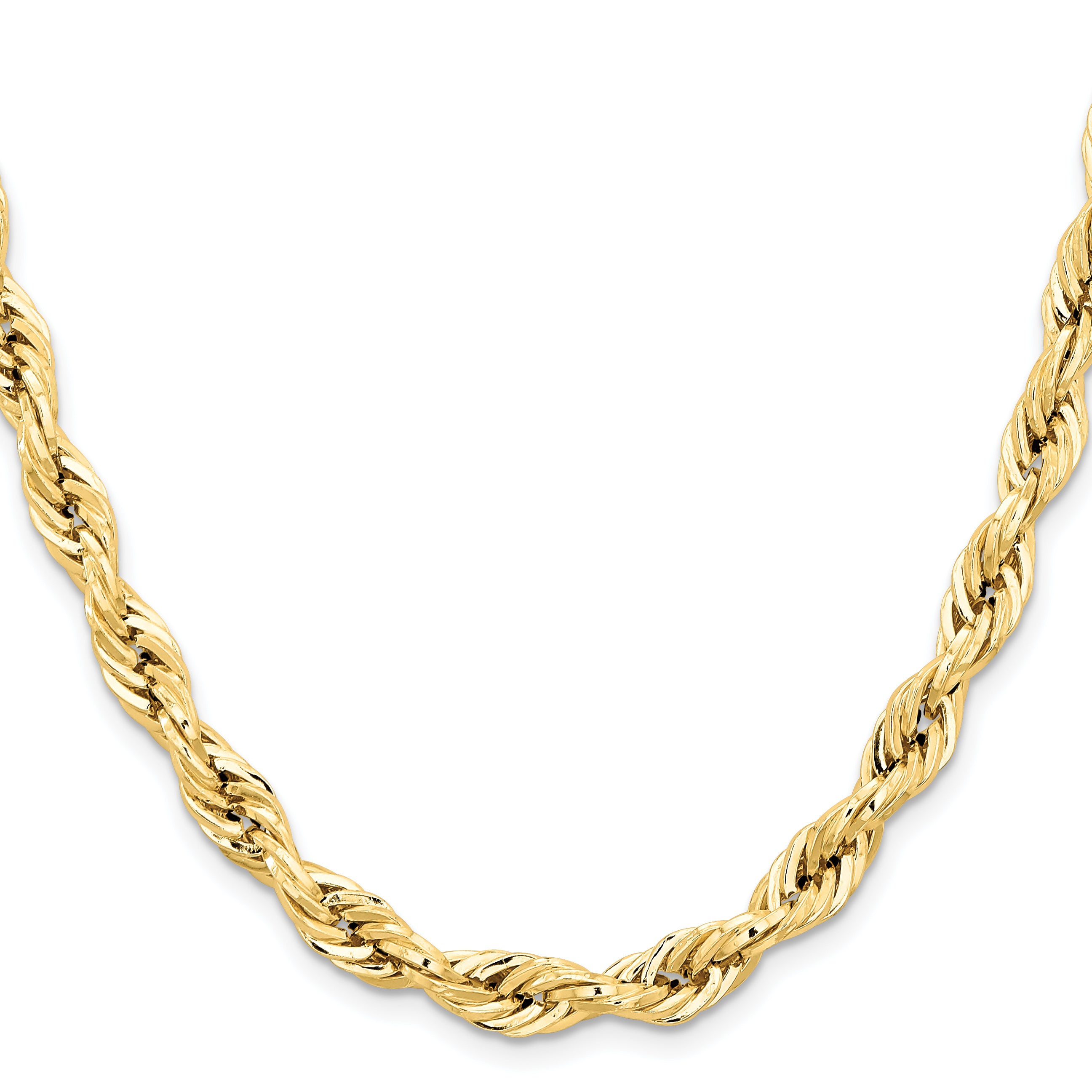 14K Yellow Gold Rope Chain Necklace 7mm