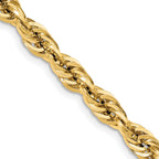 14K Yellow Gold Rope Chain Necklace 7mm