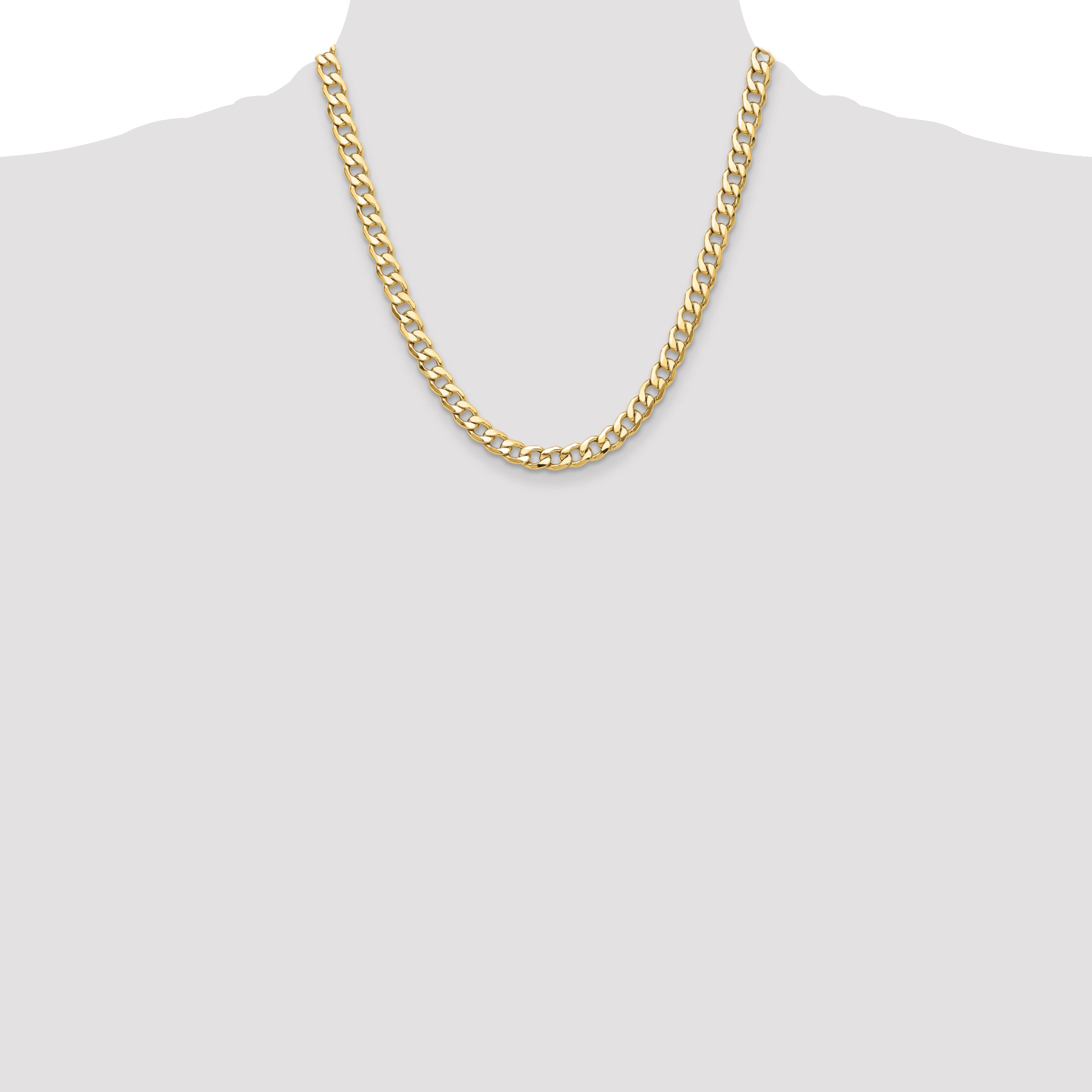 14k 7.5mm Semi-Solid Curb Chain
