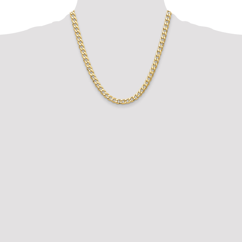 14k 7.5mm Semi-Solid Curb Chain