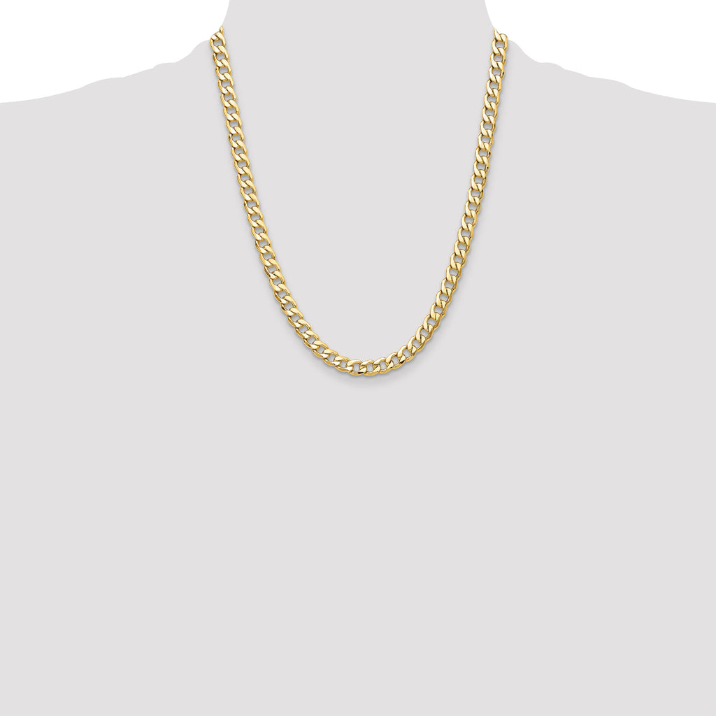 14k 7.5mm Semi-Solid Curb Chain