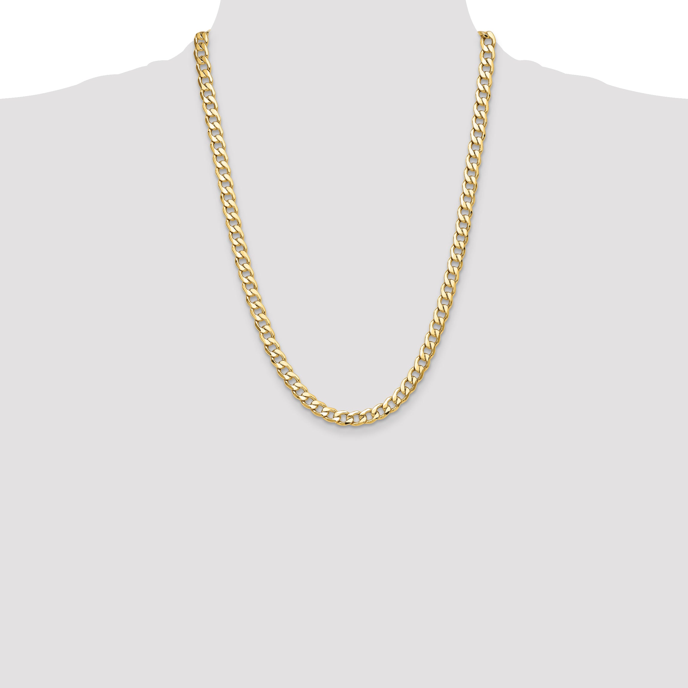 14k 7.5mm Semi-Solid Curb Chain