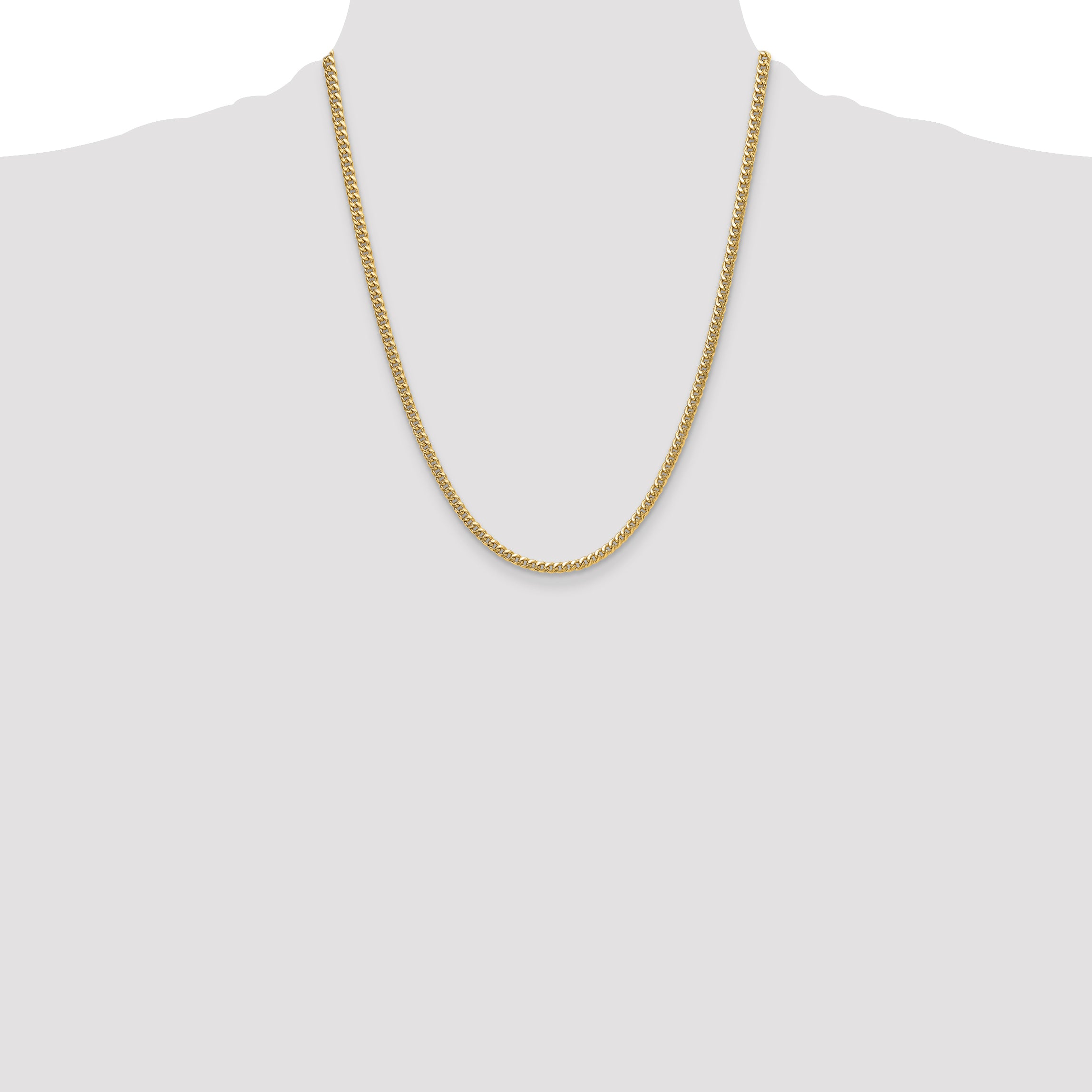 14k 3.5mm Semi-Solid Miami Cuban Chain