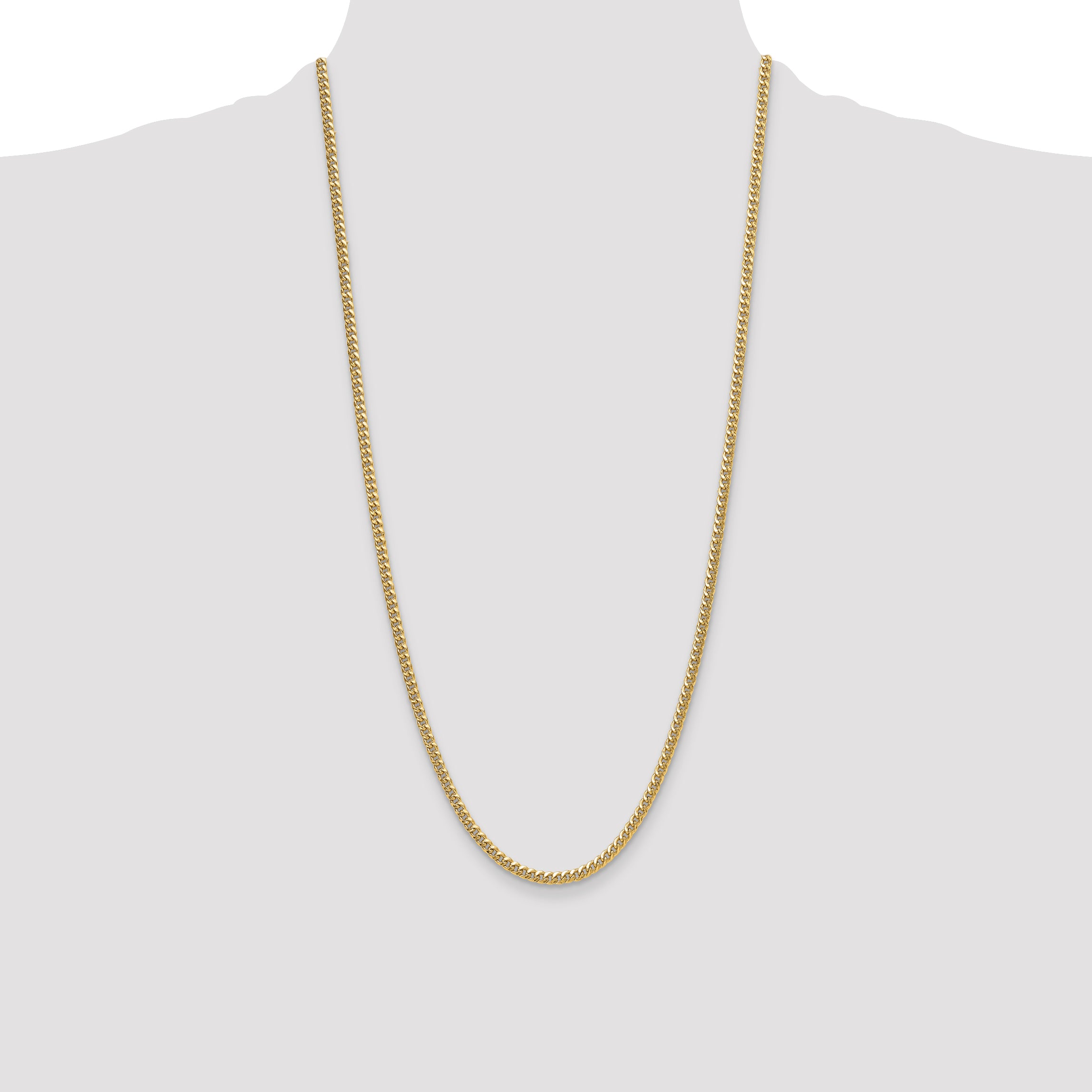 14k 3.5mm Semi-Solid Miami Cuban Chain