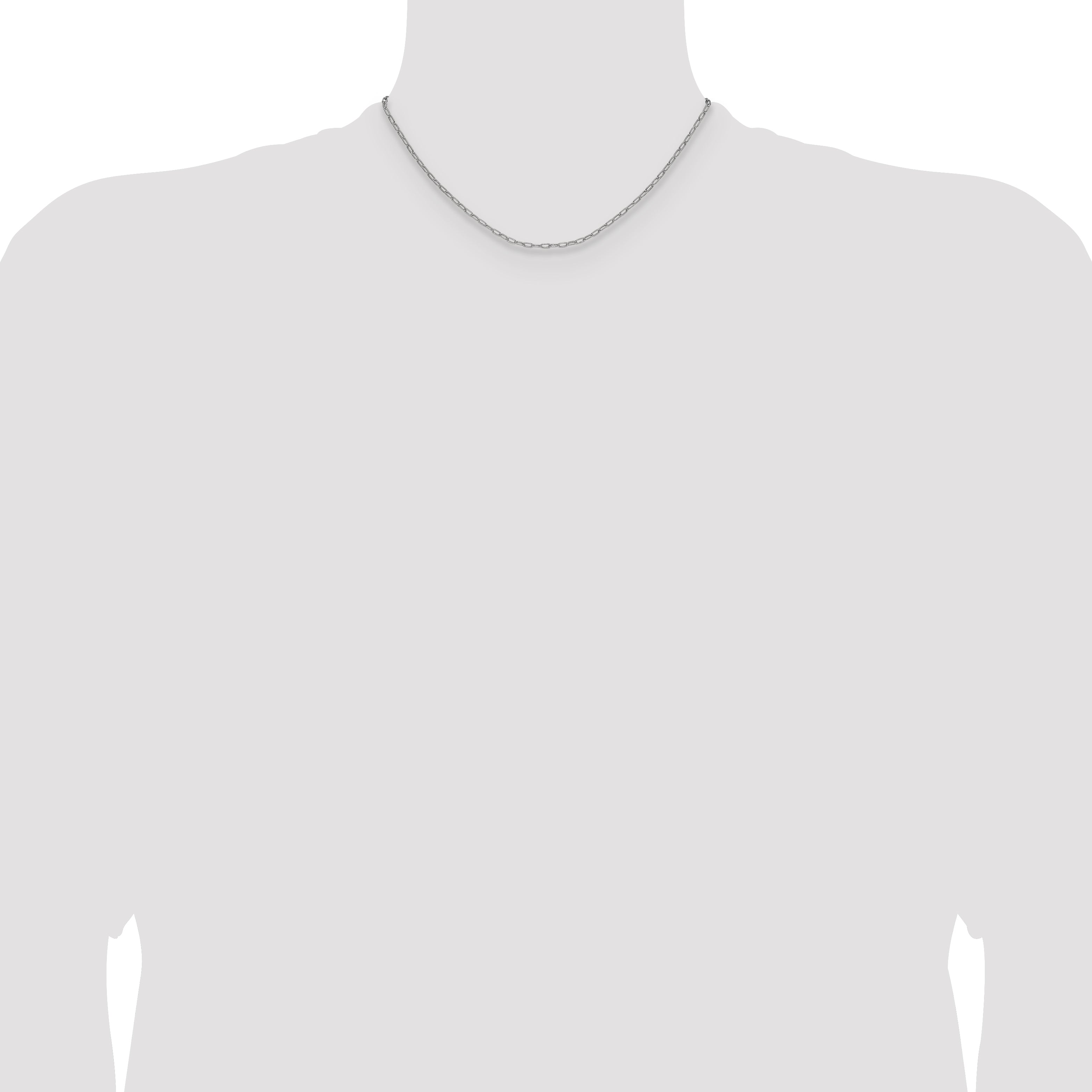 14k White Gold 2.2mm Semi-Solid Beveled Paperclip Chain