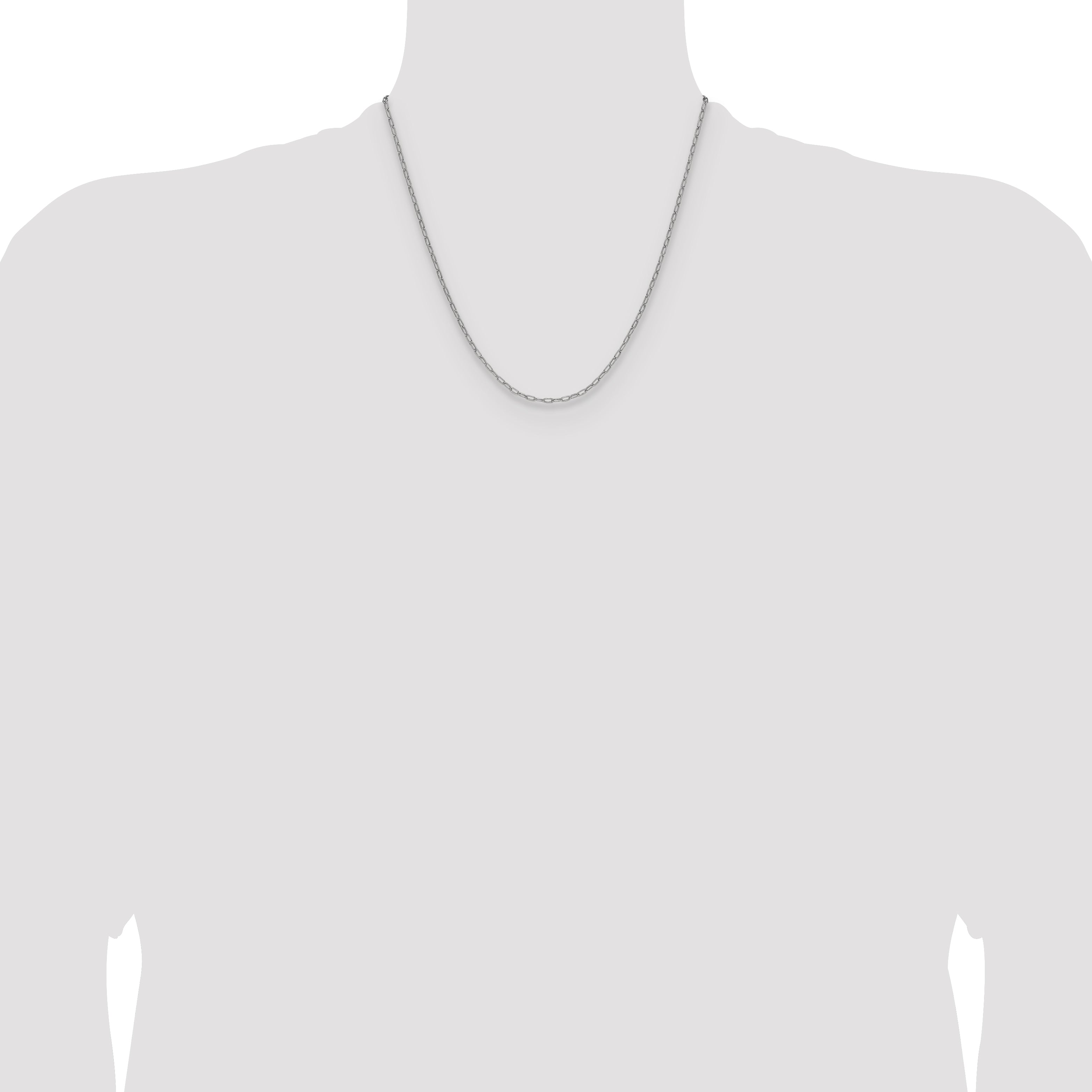 14k White Gold 2.2mm Semi-Solid Beveled Paperclip Chain