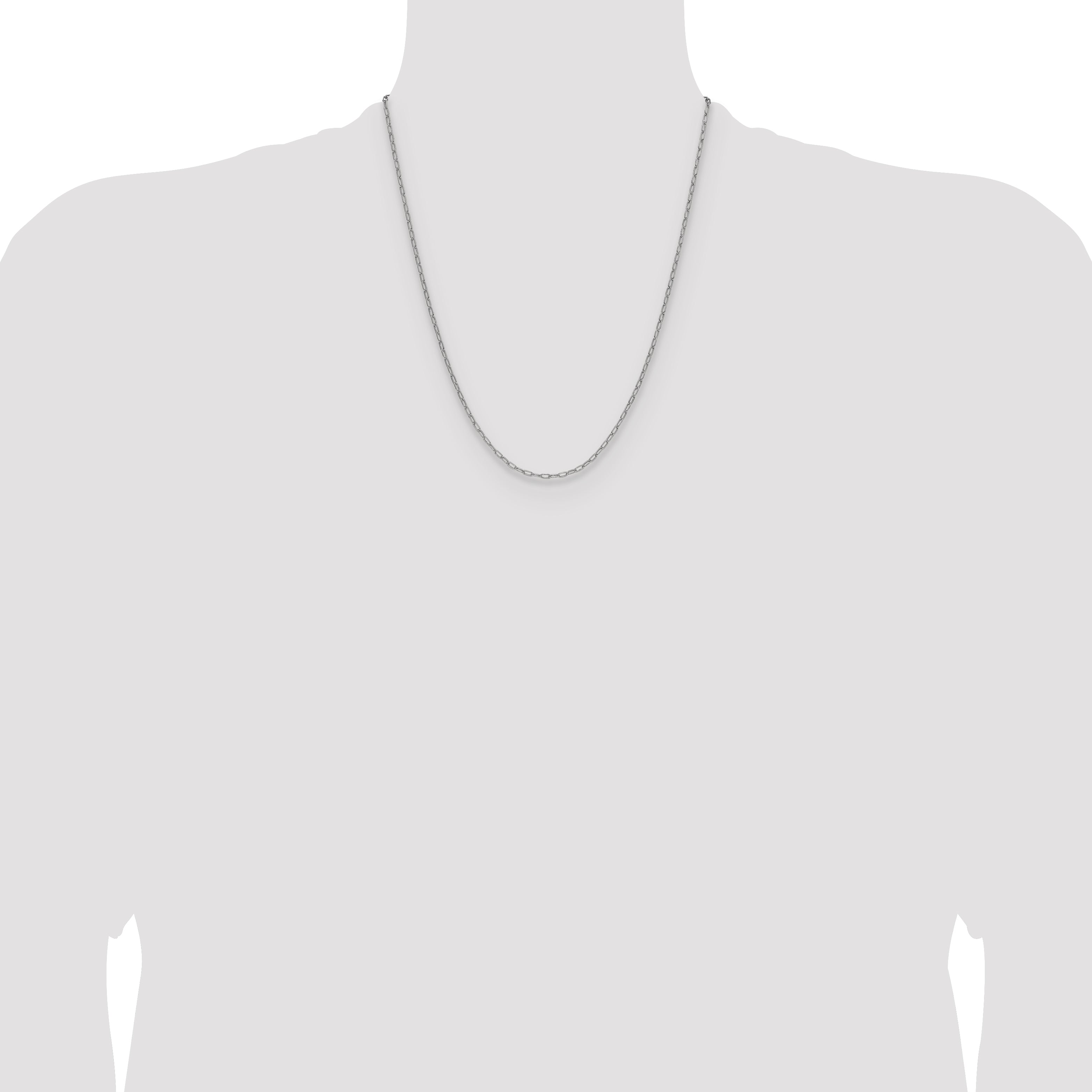 14k White Gold 2.2mm Semi-Solid Beveled Paperclip Chain