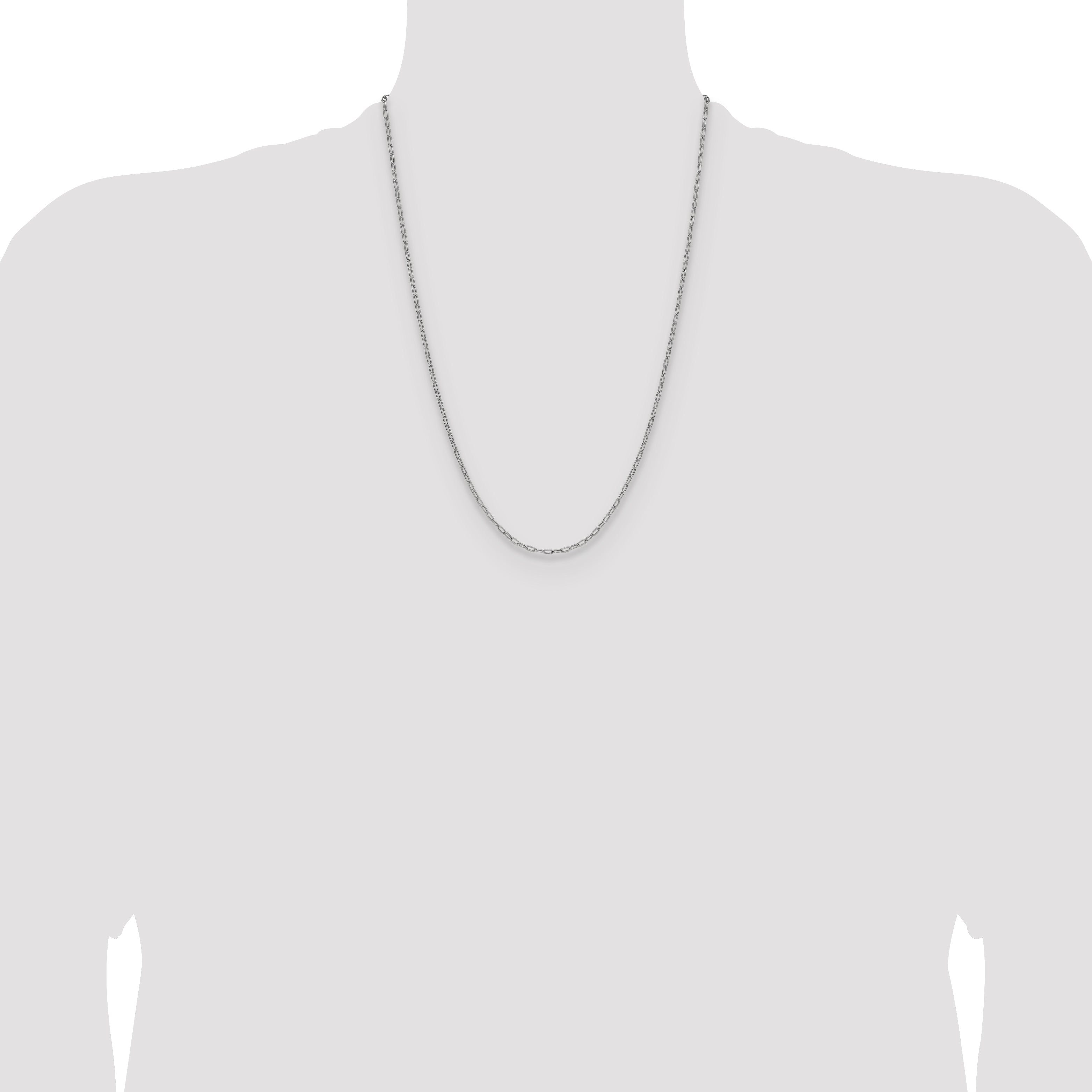 14k White Gold 2.2mm Semi-Solid Beveled Paperclip Chain