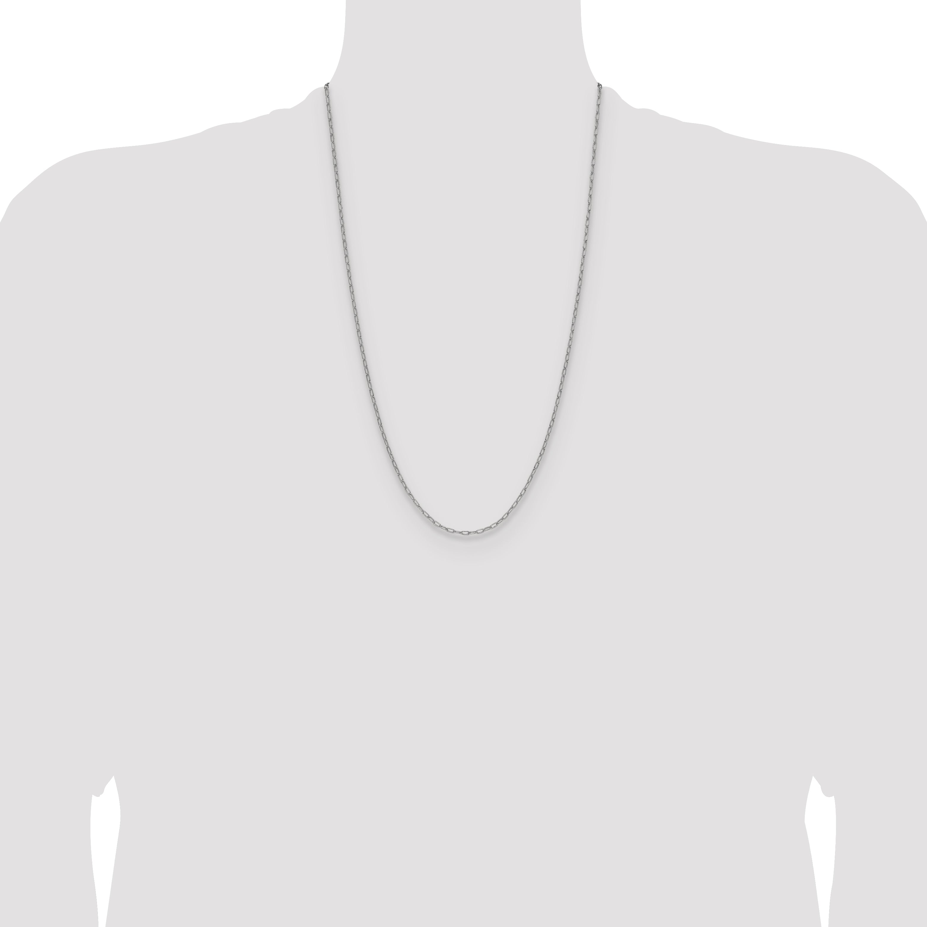 14k White Gold 2.2mm Semi-Solid Beveled Paperclip Chain