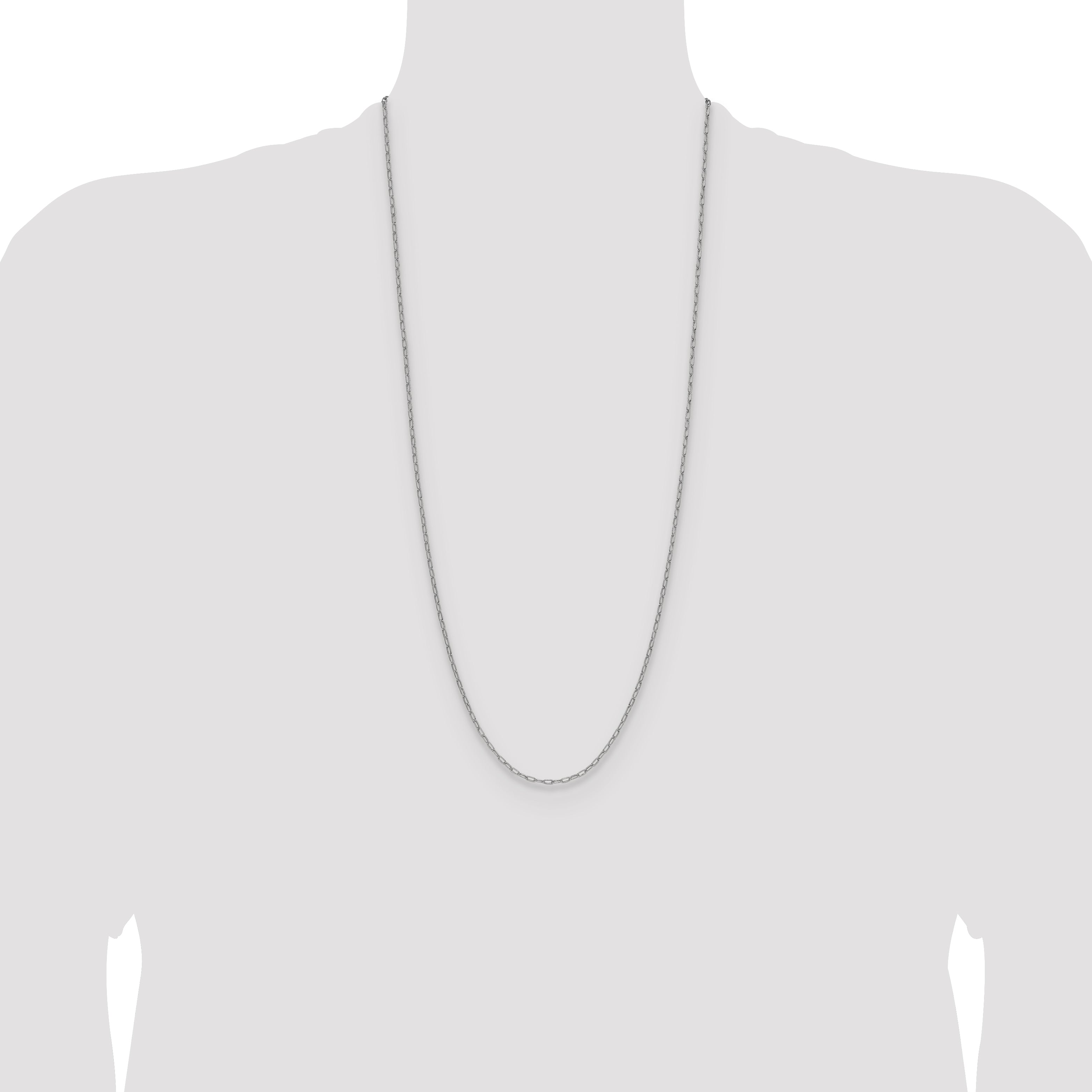 14k White Gold 2.2mm Semi-Solid Beveled Paperclip Chain