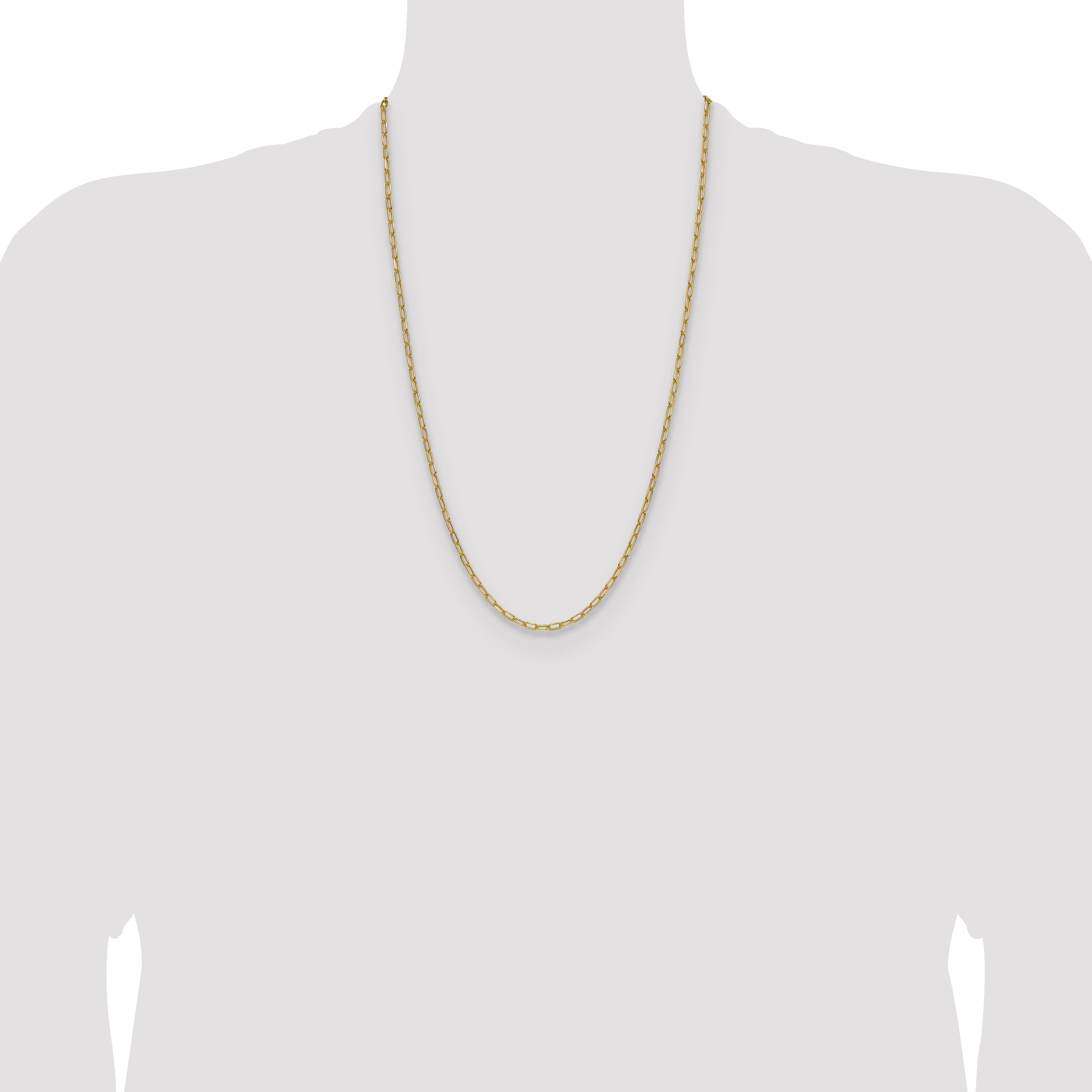 14k 3.0mm Semi-Solid Beveled Paperclip Chain