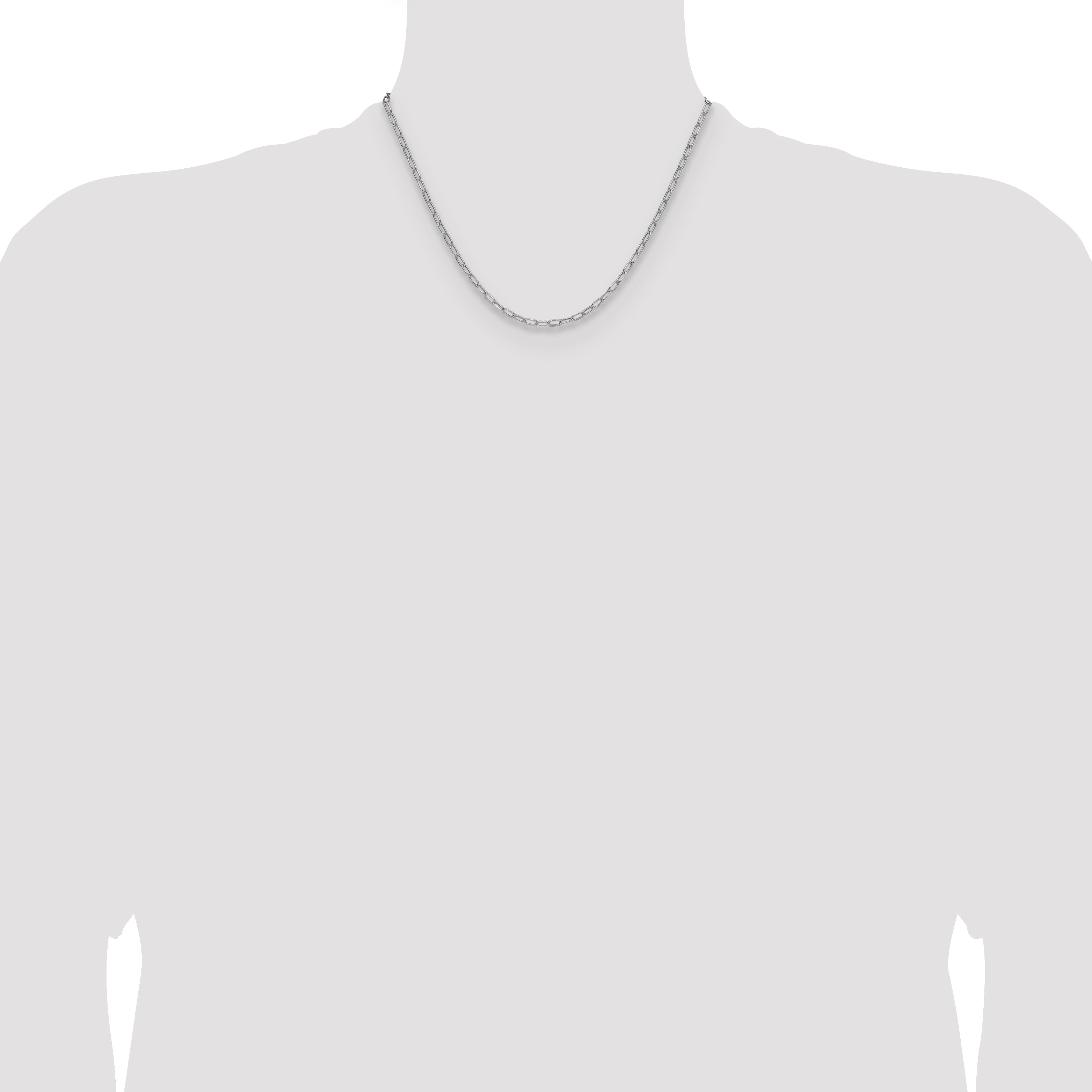 14k White Gold 3.0mm Semi-Solid Beveled Paperclip Chain