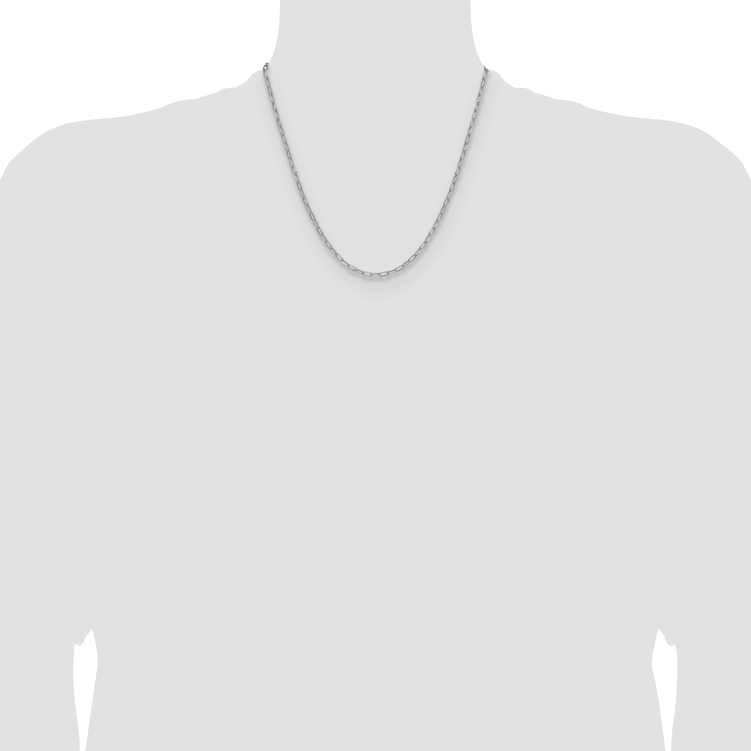 14k White Gold 3.0mm Semi-Solid Beveled Paperclip Chain