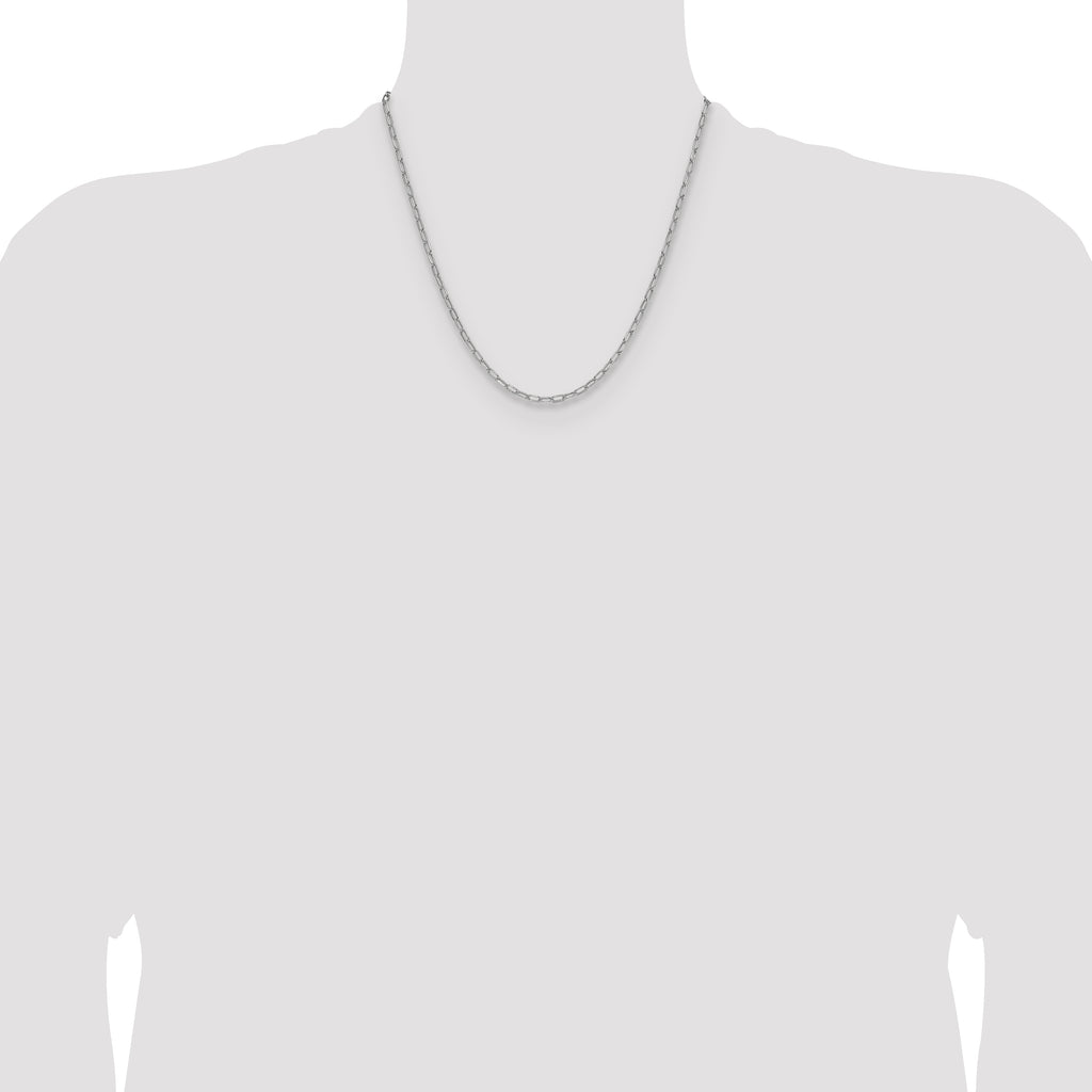 14k White Gold 3.0mm Semi-Solid Beveled Paperclip Chain
